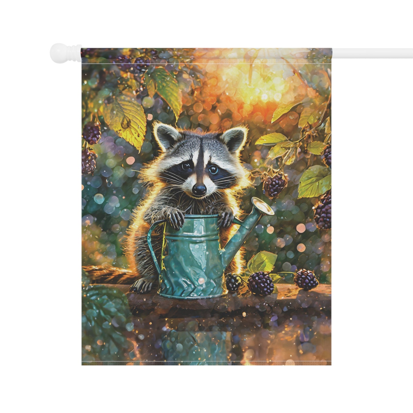 Raccoon Berry Time Flag Garden & House Banner