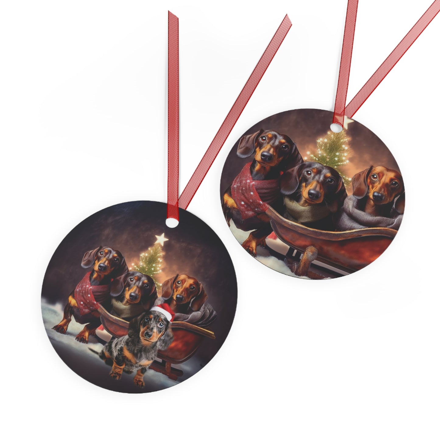 Doxie Christmas Metal Ornaments