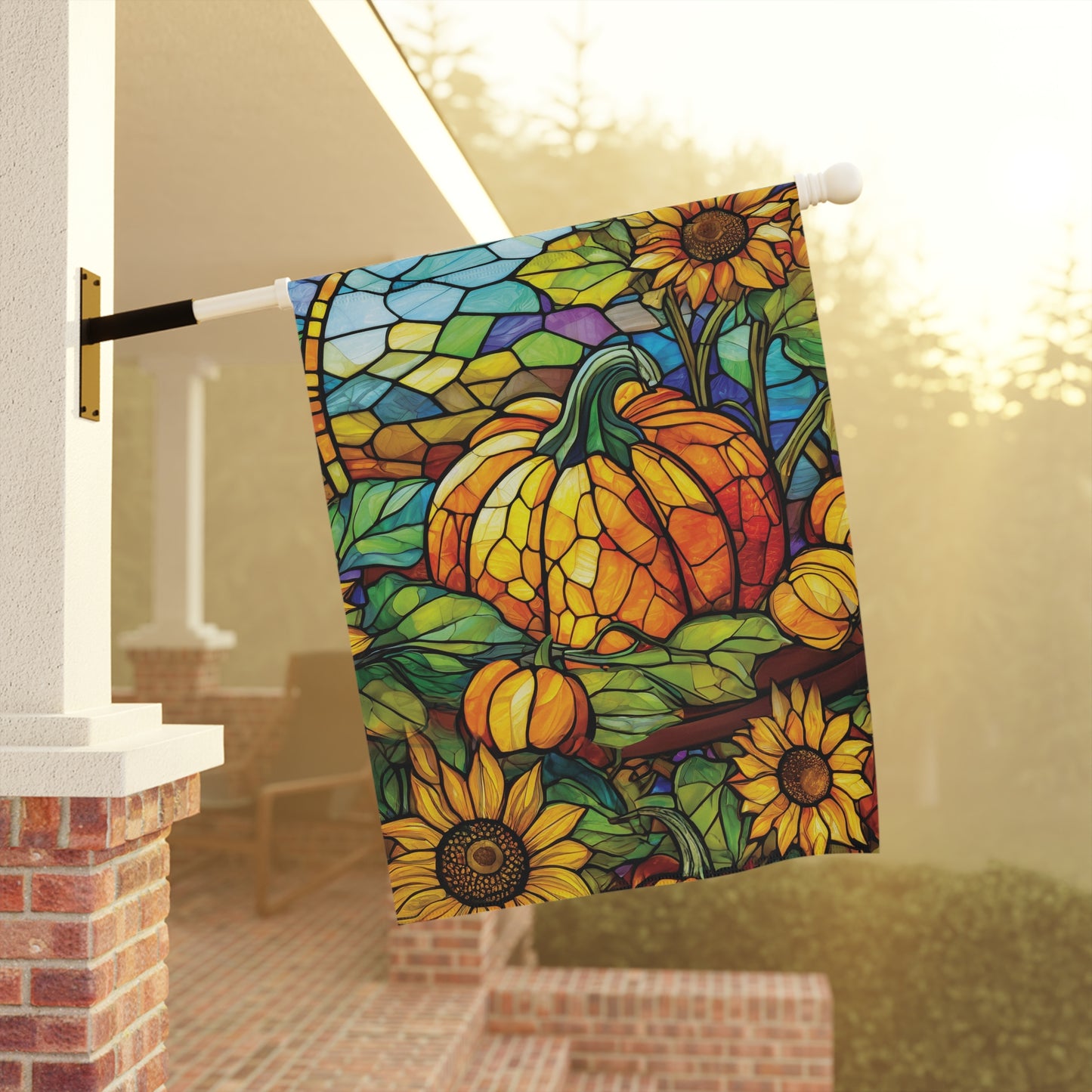 Arrival of Fall Pumpkin Sunflower Flag Garden & House Banner