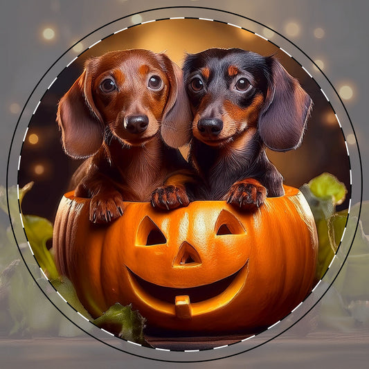 Doxie Trick or Treat Christmas Ceramic Coaster