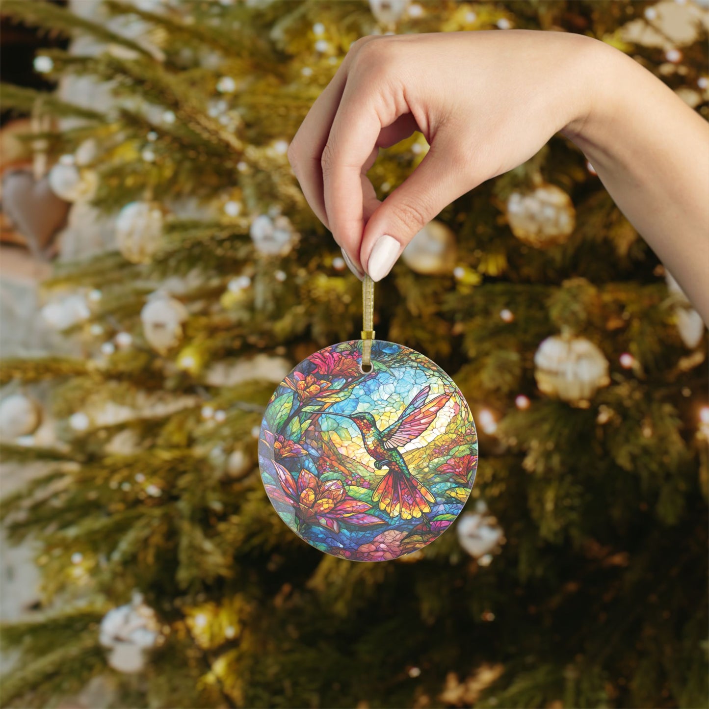 Stained Glass Hummingbird Beauty Light Catcher Glass Ornaments