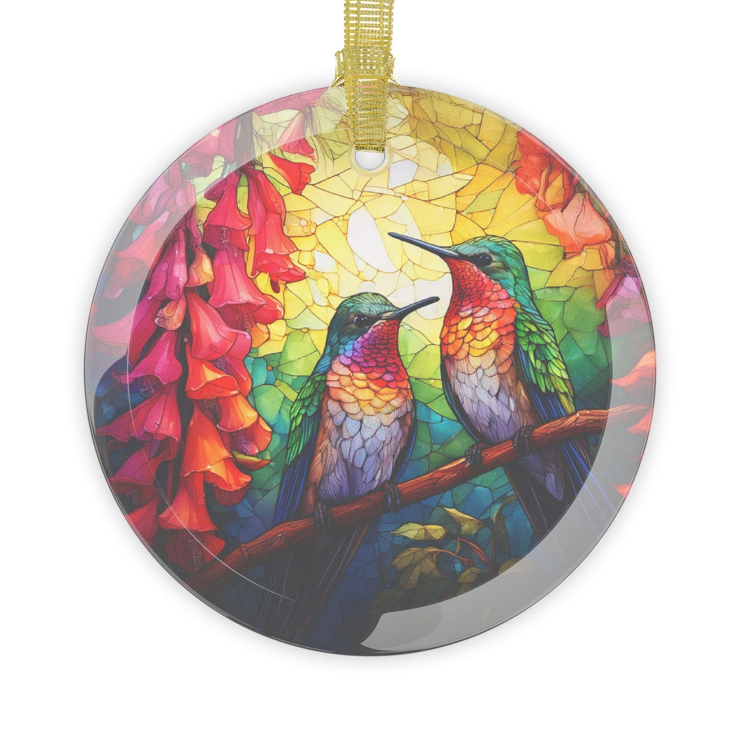 Stained Glass Hummingbird Glass Ornament Vibrant Garden Light Catcher Perfect Gift for Hummingbird Lovers Garden and Bird Lovers Gift