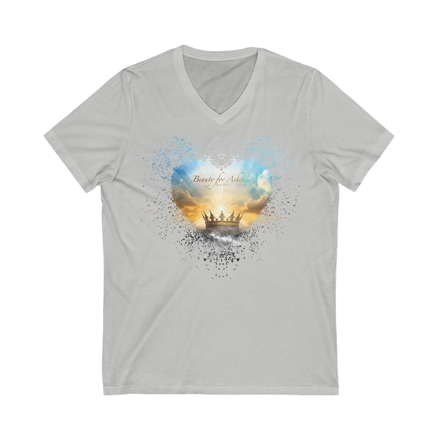 Beauty for Ashes Christian Shirt Jersey Short Sleeve V-Neck Tee