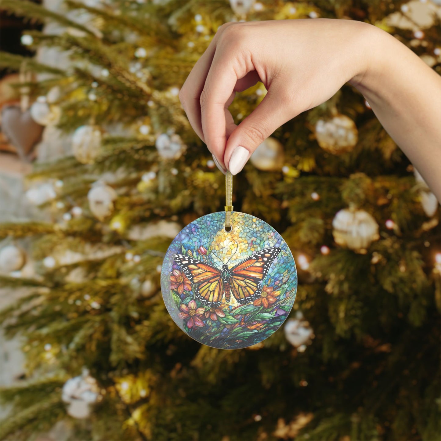 Monarch Butterfly Dance Light Catcher Glass Ornaments