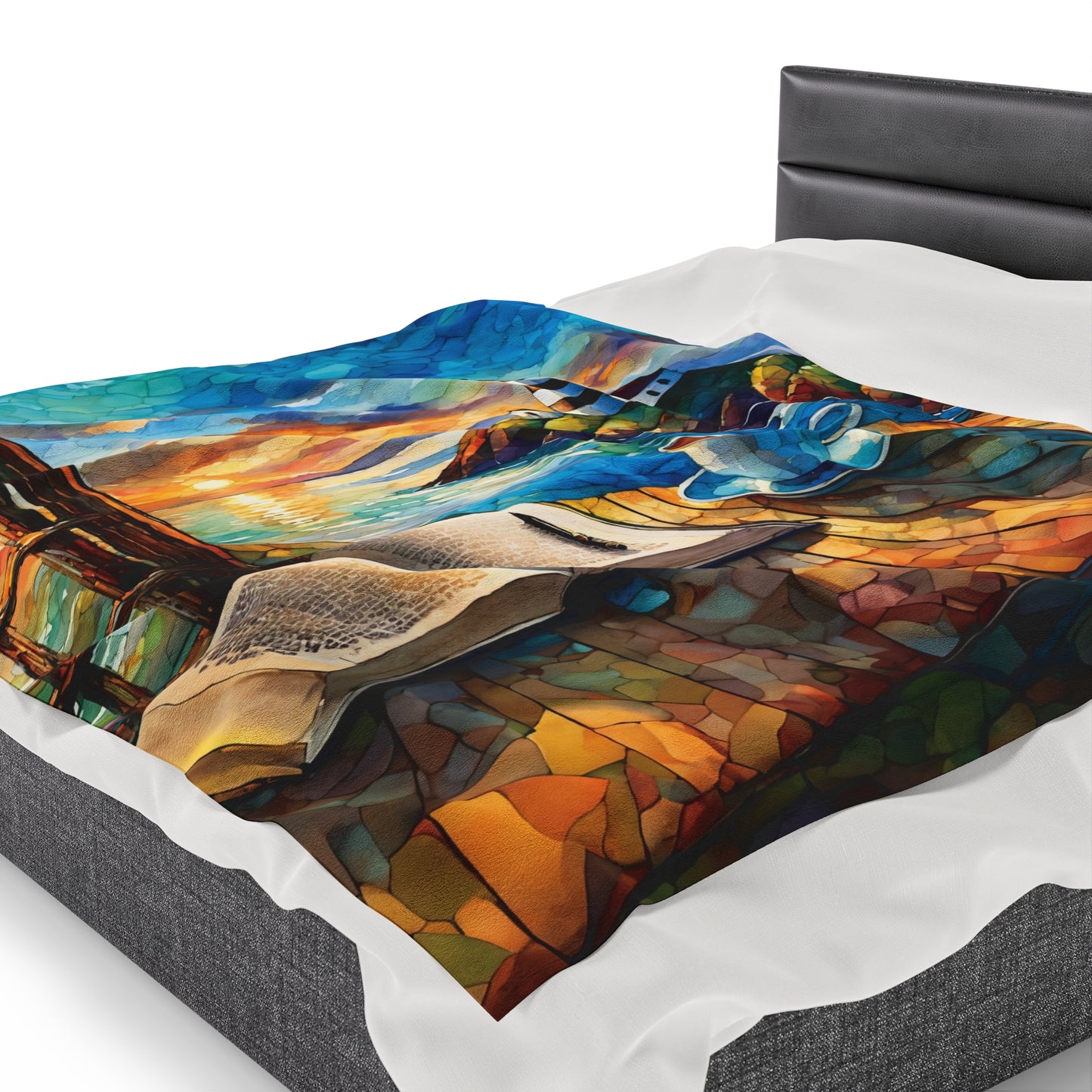 Velveteen Plush Blanket - Ocean View Lighthouse Cozy Soft Throw