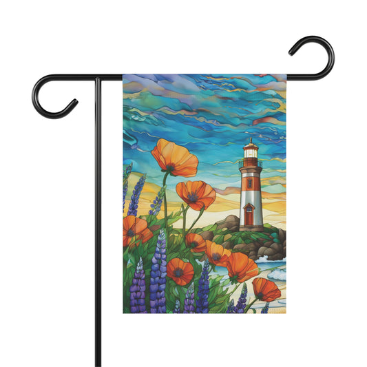 Lighthouse Poppy Beach Flag Garden & House Banner