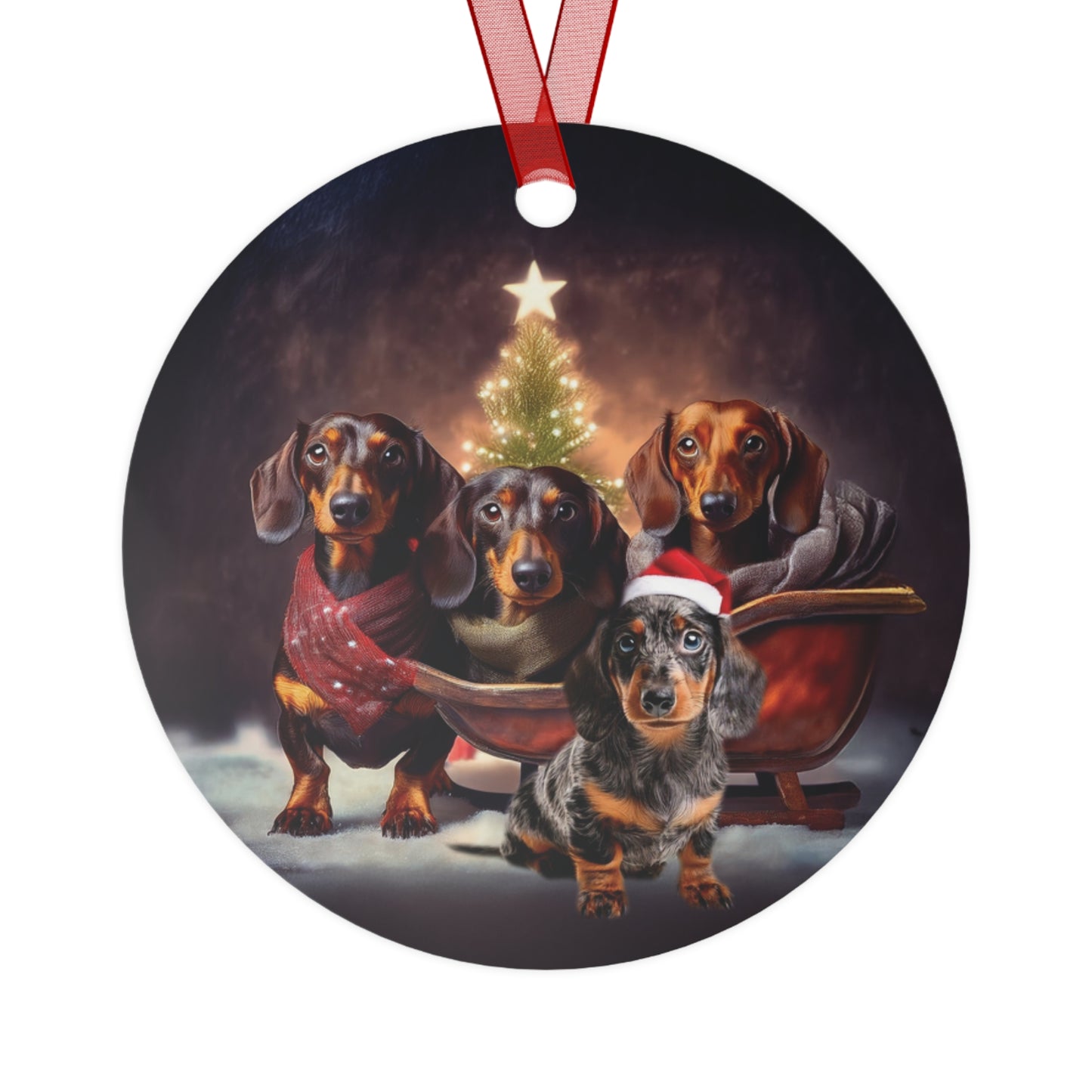 Doxie Christmas Metal Ornaments