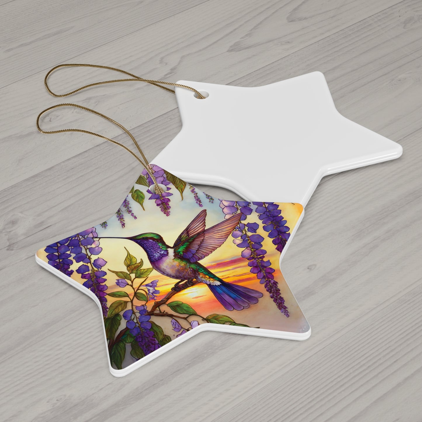 Hummingbird Frenzy Ceramic Ornament, 4 Shapes