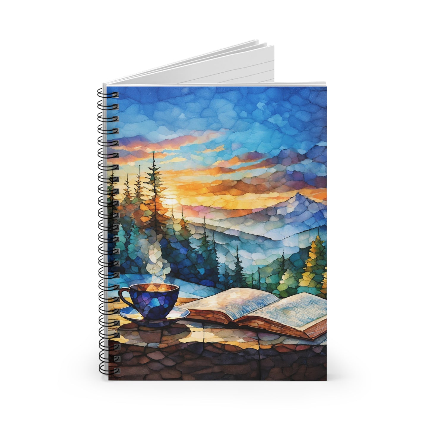 Mountain Sunset Coffee Spiral Journal Coffee Lovers Notebook Gift for Friend Mountain Themed Journal