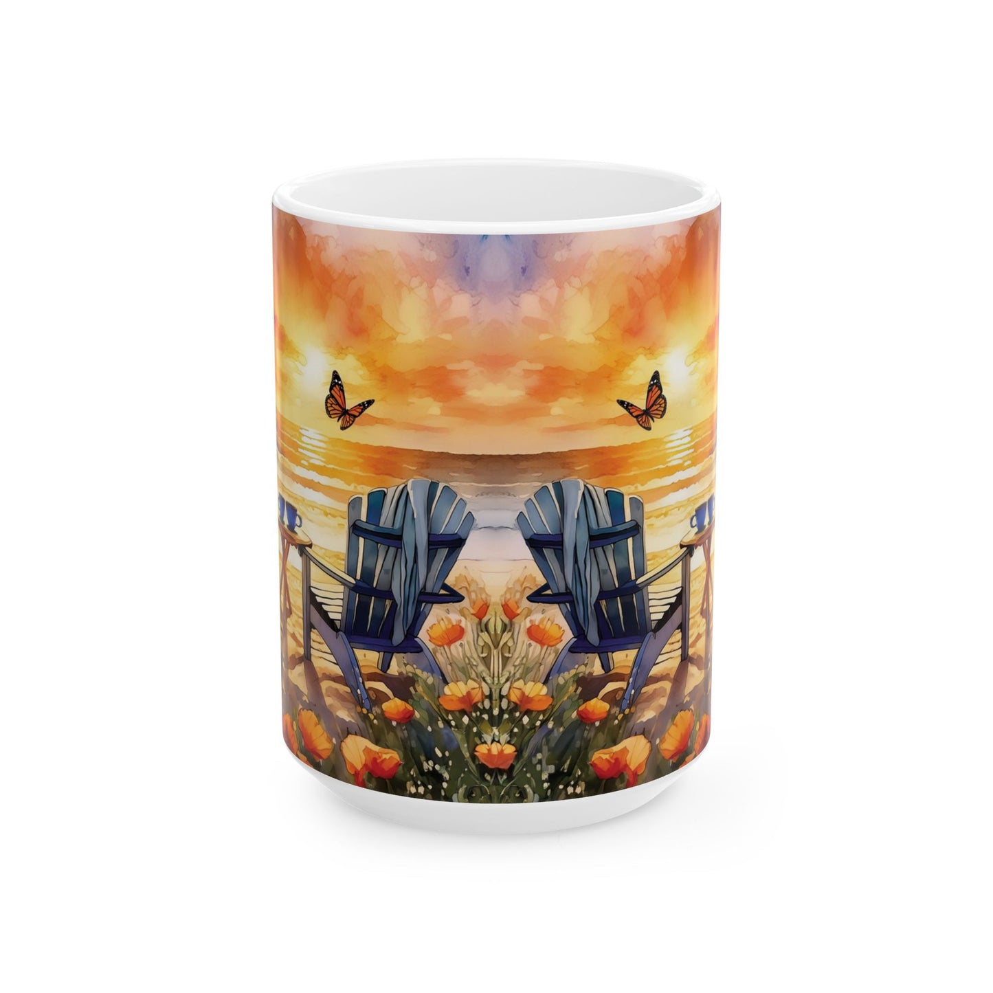 Sunset Beach Delight Ceramic Mug, (11oz, 15oz)
