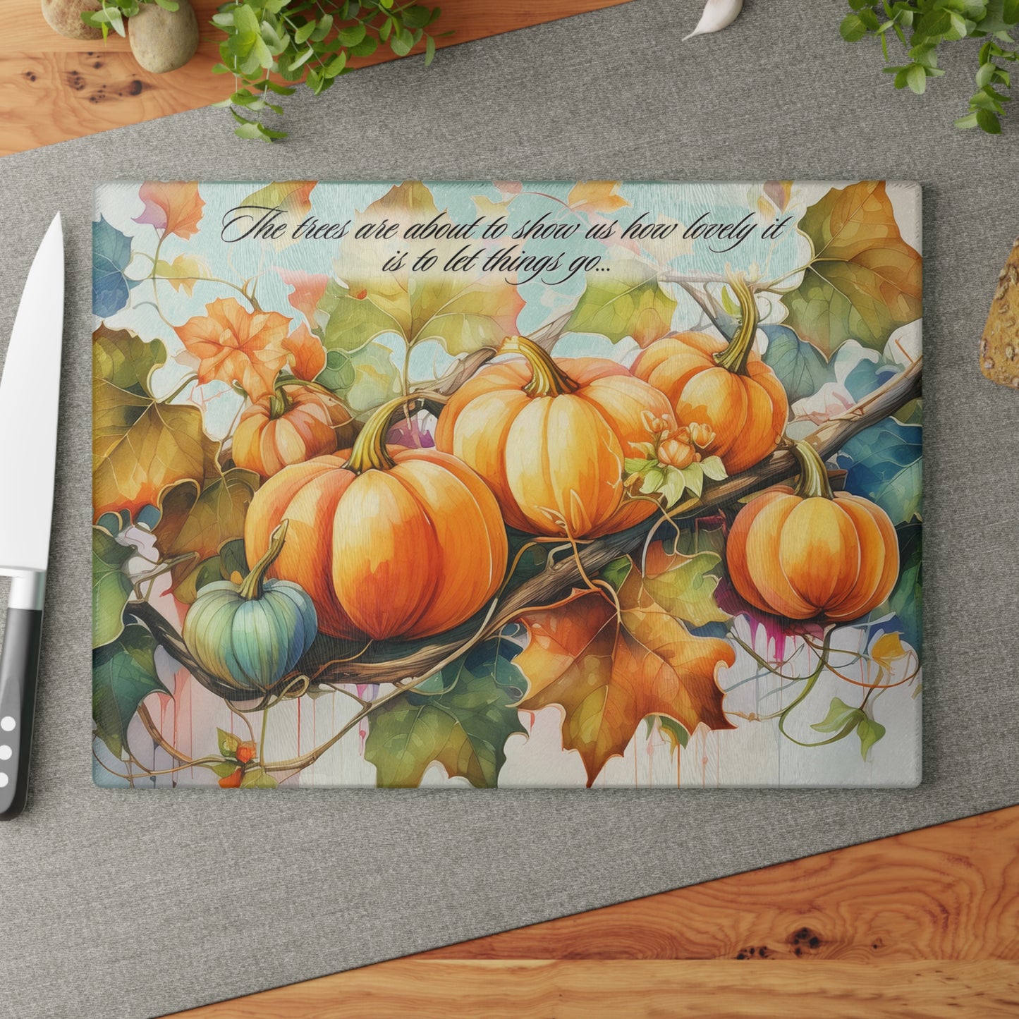 Fall - Beauty of Letting Go Glass Cutting Board