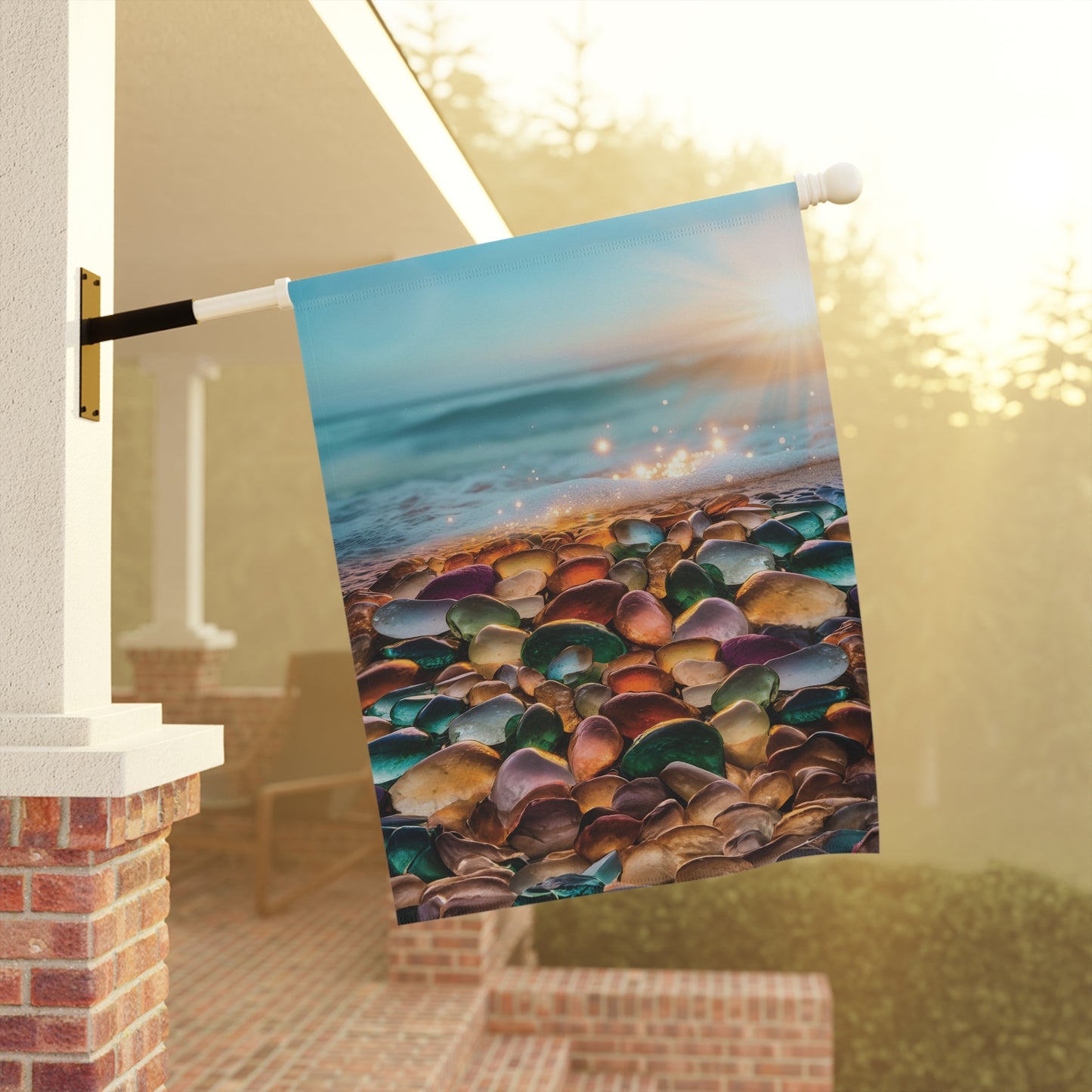 Ocean Sea Glass Flag Garden & House Banner