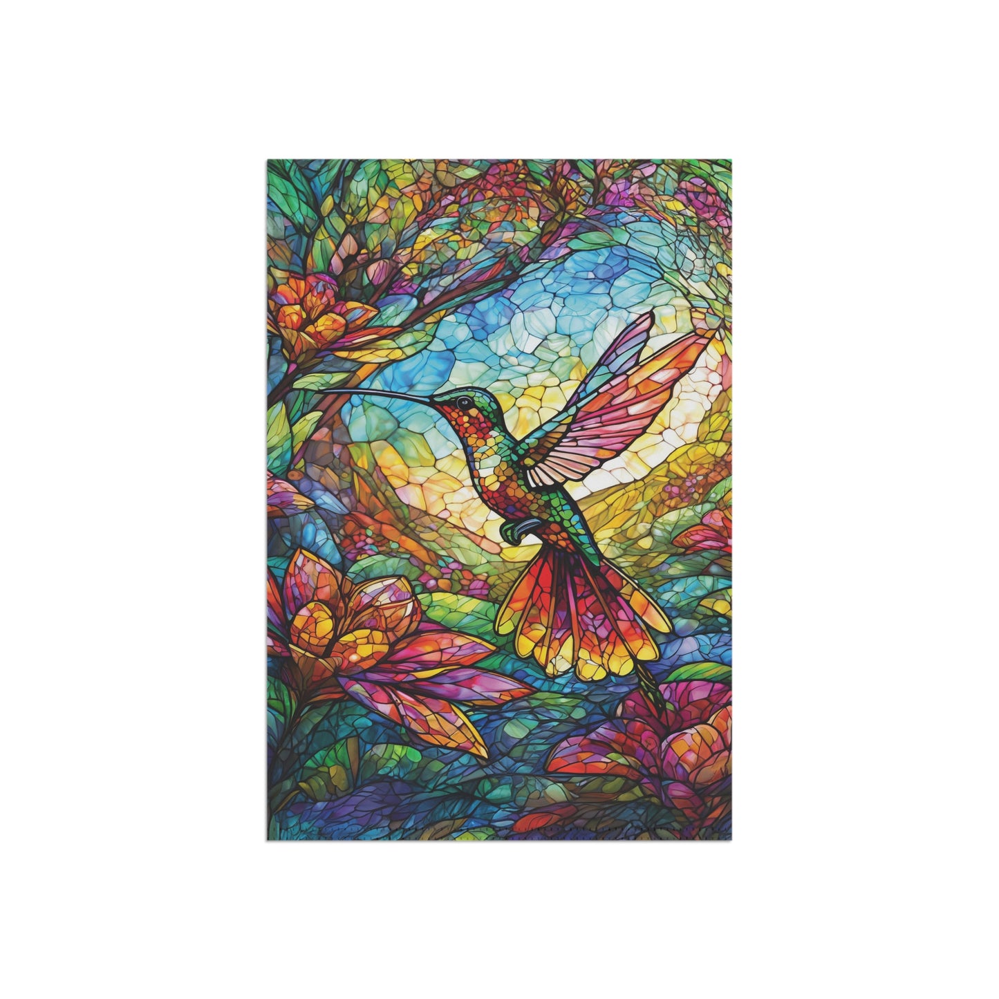 Stained Glass Hummingbird Flag Garden & House Banner