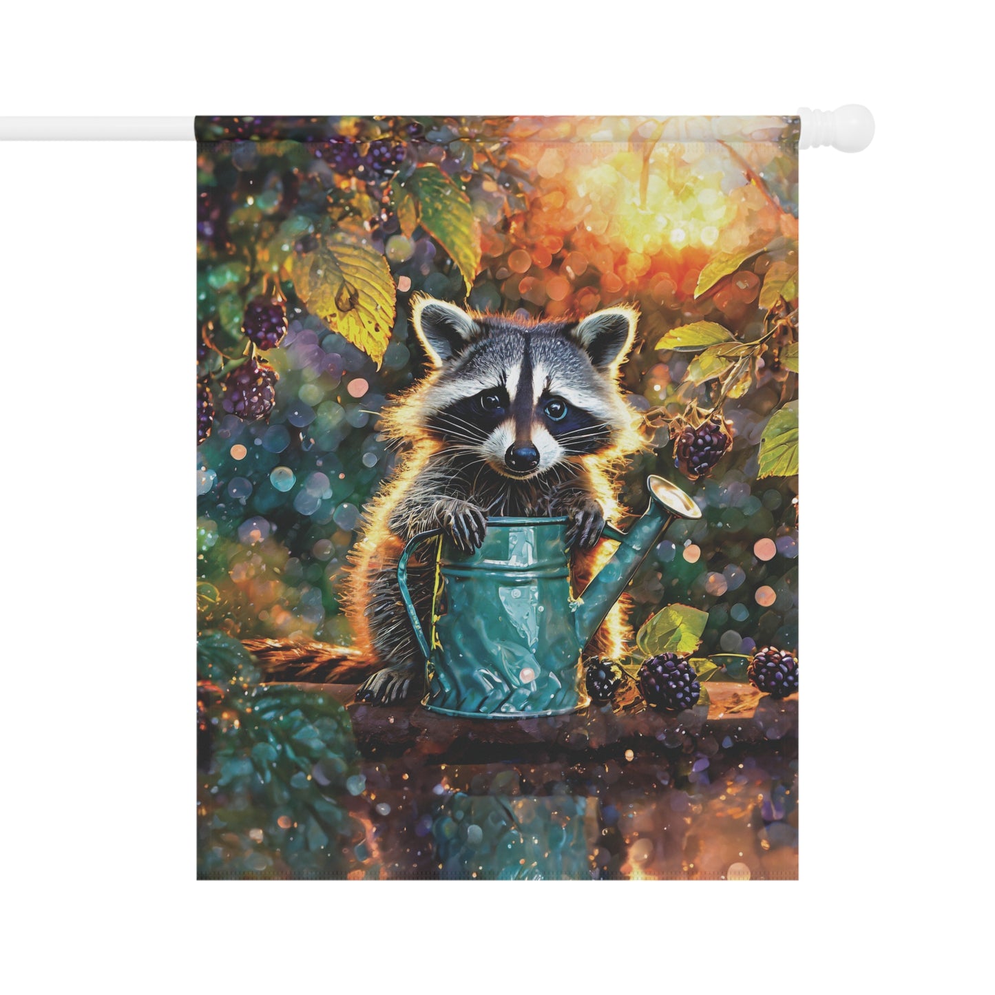 Raccoon Berry Time Flag Garden & House Banner