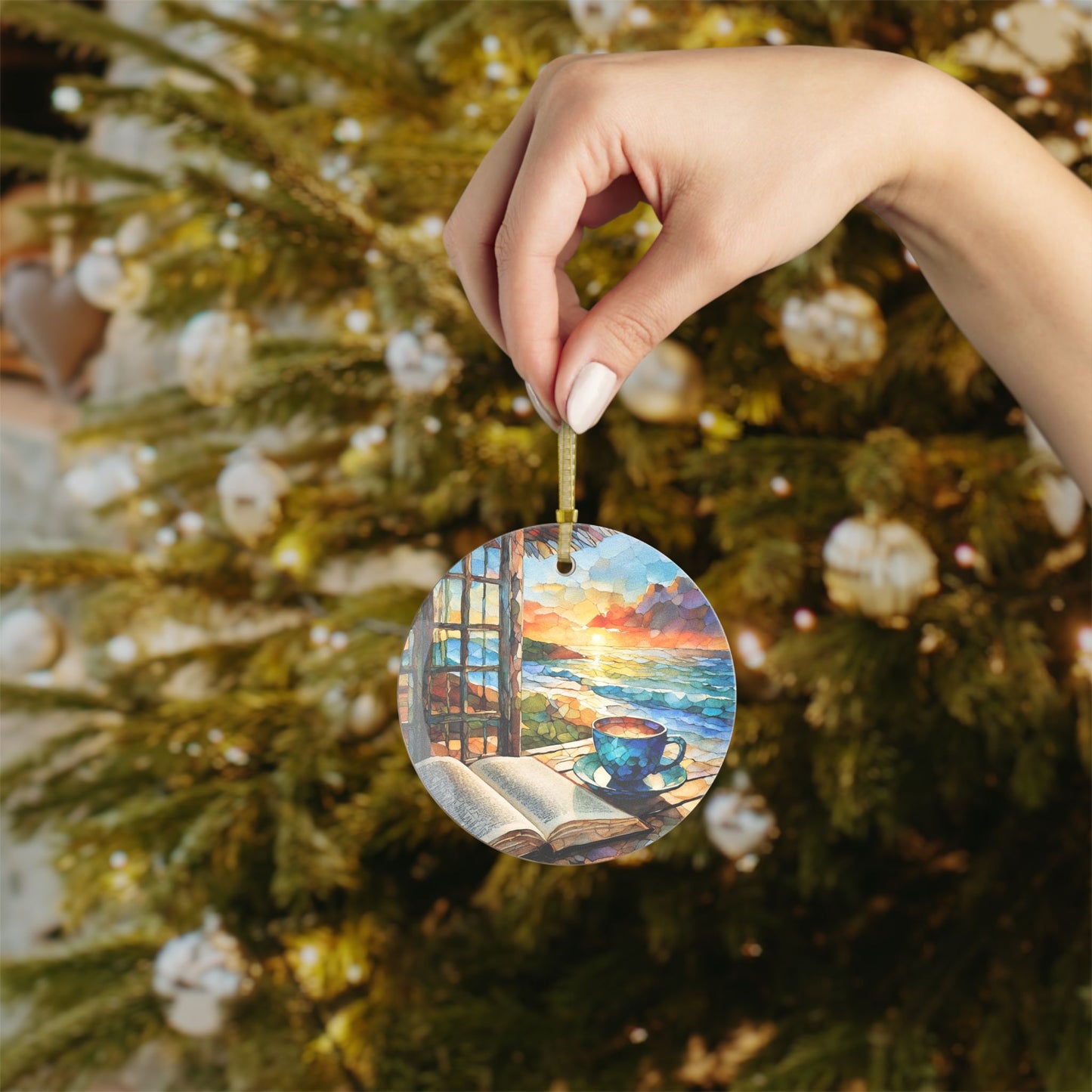 Quiet Time by the Bech Coffee Light Catcher Glass Ornaments