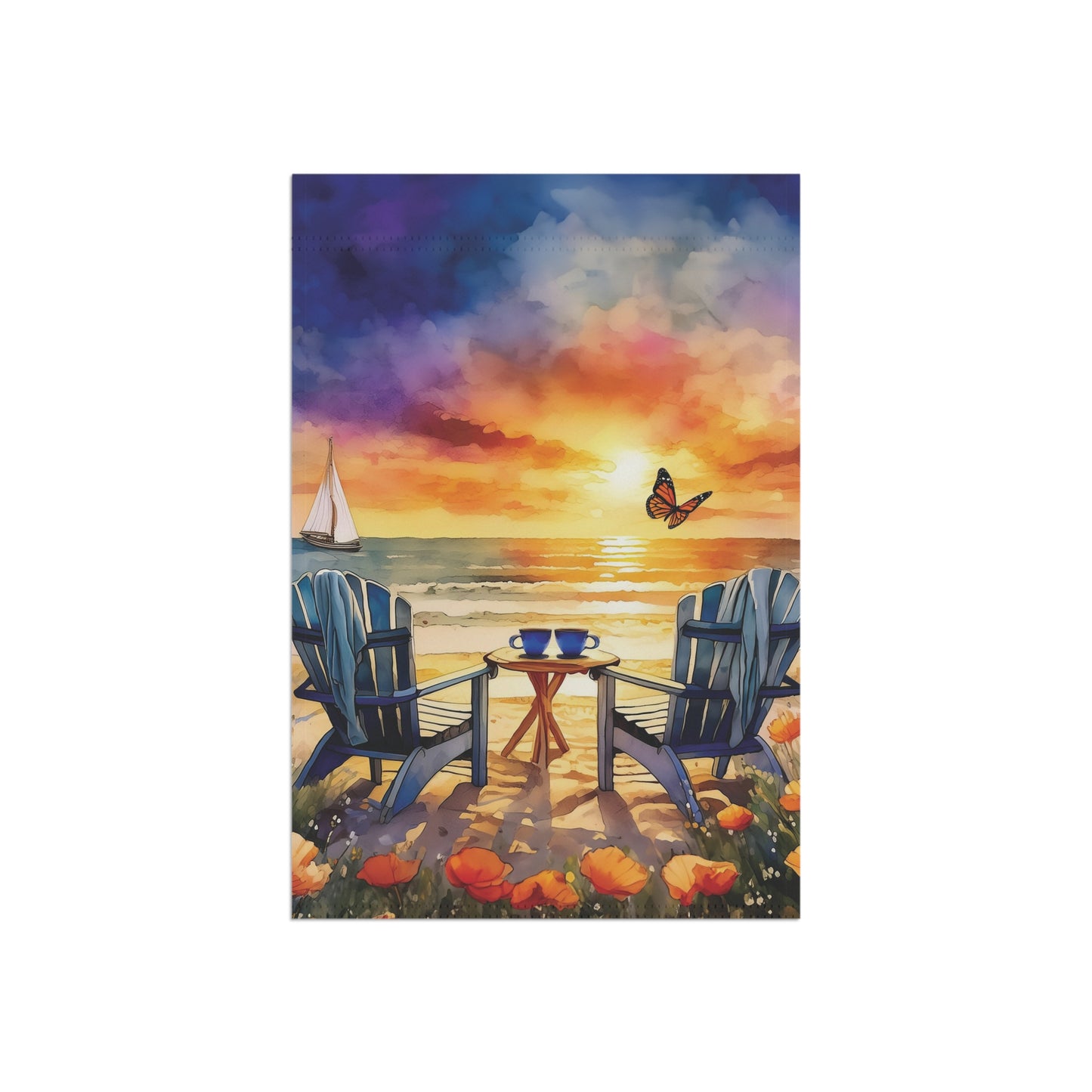 Beach Time Sunset Flag Garden & House Banner