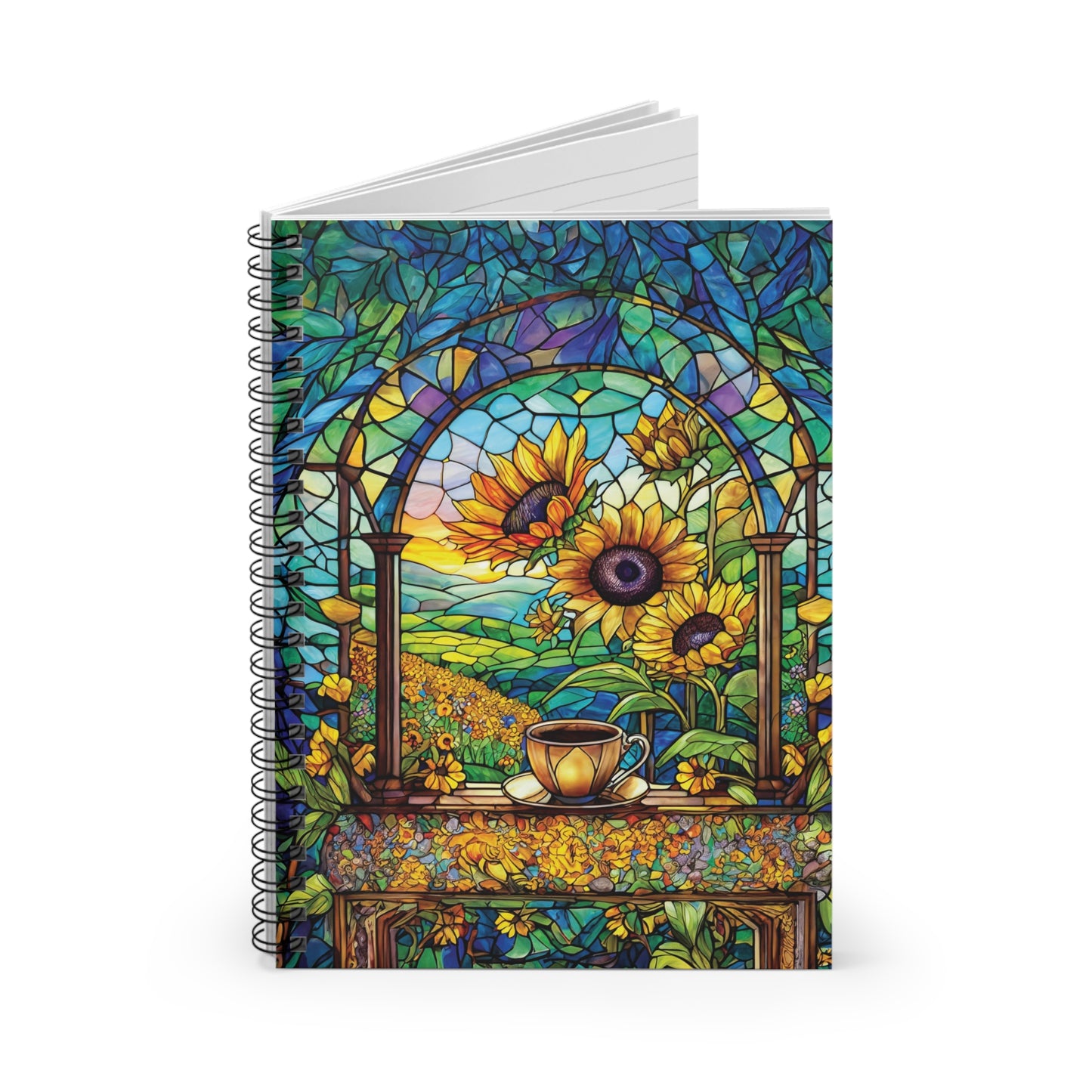 Swedish Sunflower Spiral Notebook Gift for Friend Coffee Sunflower Journal Prayer Journal Gift for Book Lover Gift for Gardener