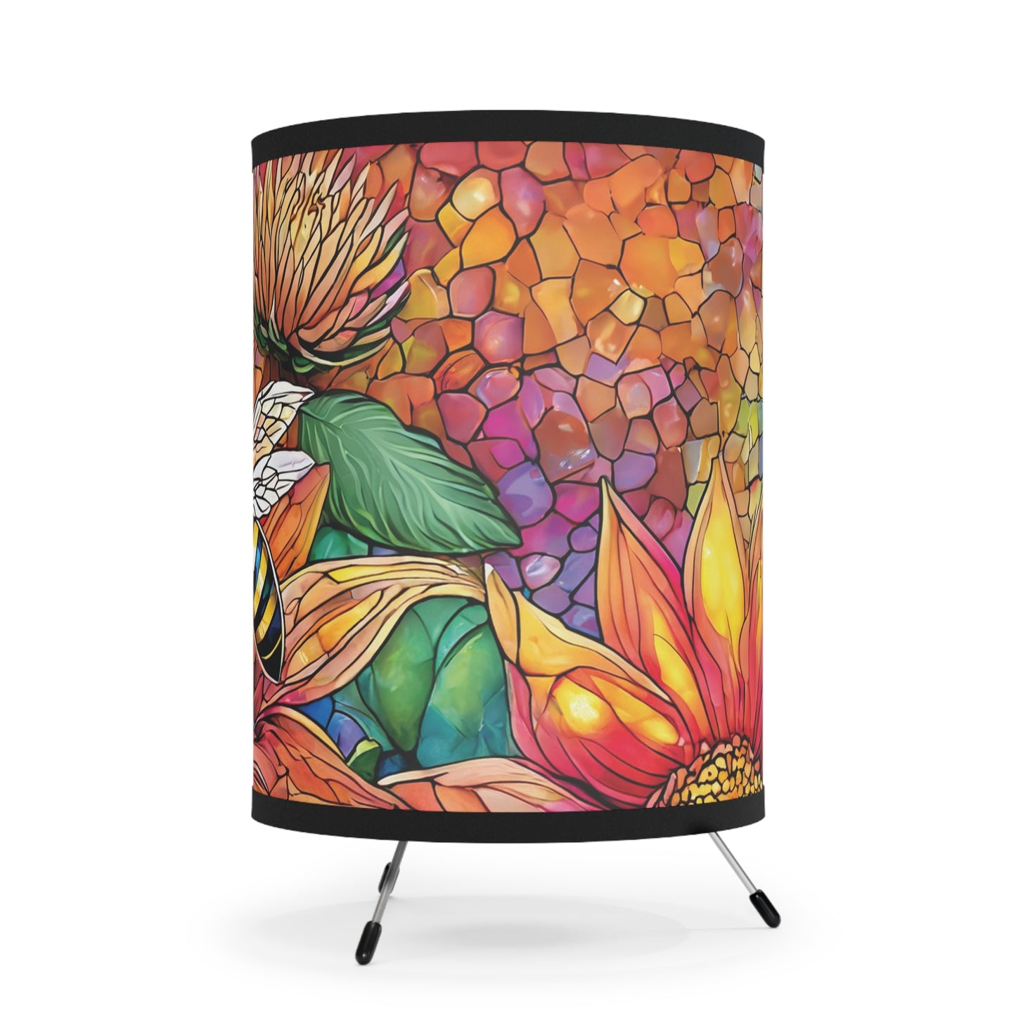 Busy Bee Tripod Lamp with High-Res Printed Shade, US\CA plug
