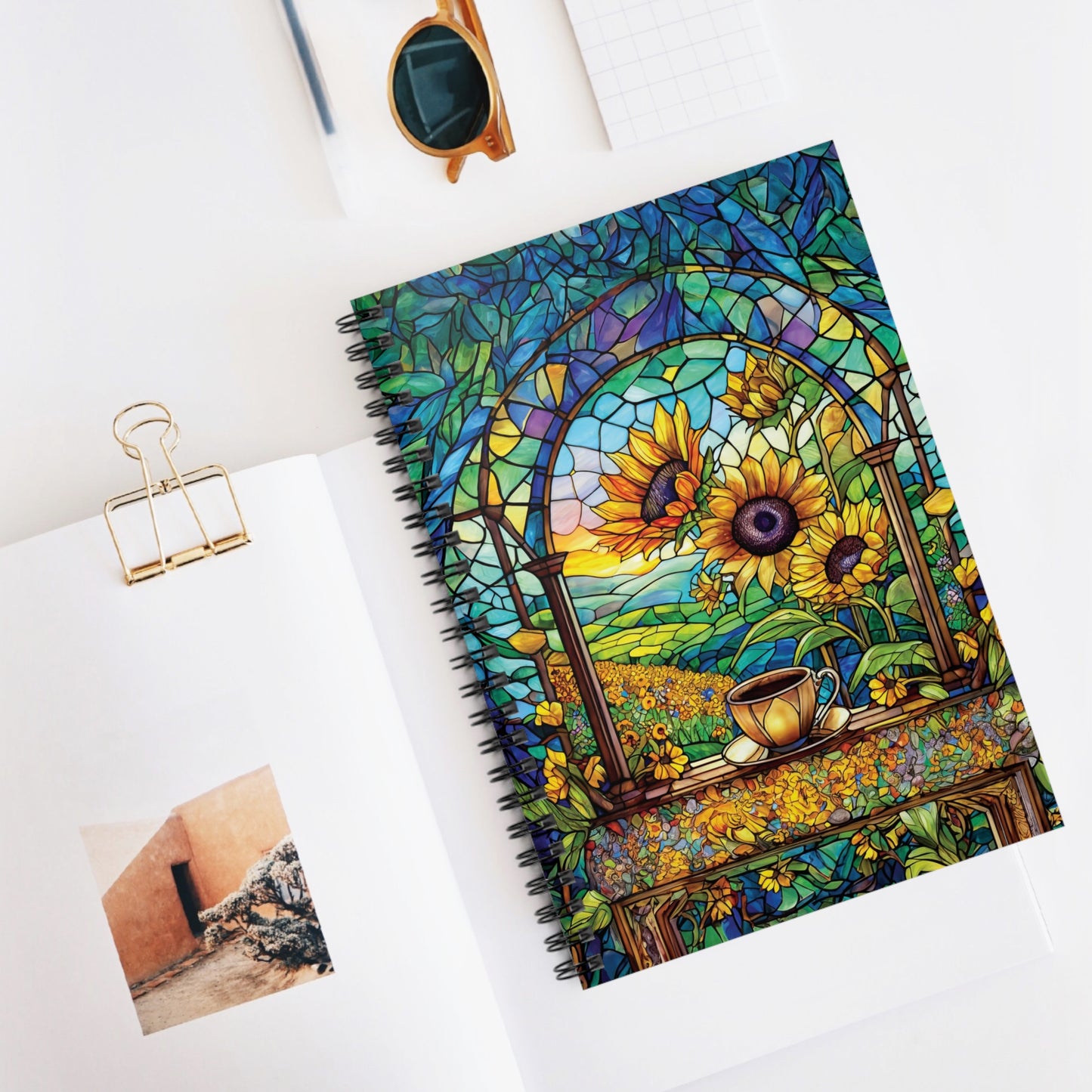 Swedish Sunflower Spiral Notebook Gift for Friend Coffee Sunflower Journal Prayer Journal Gift for Book Lover Gift for Gardener