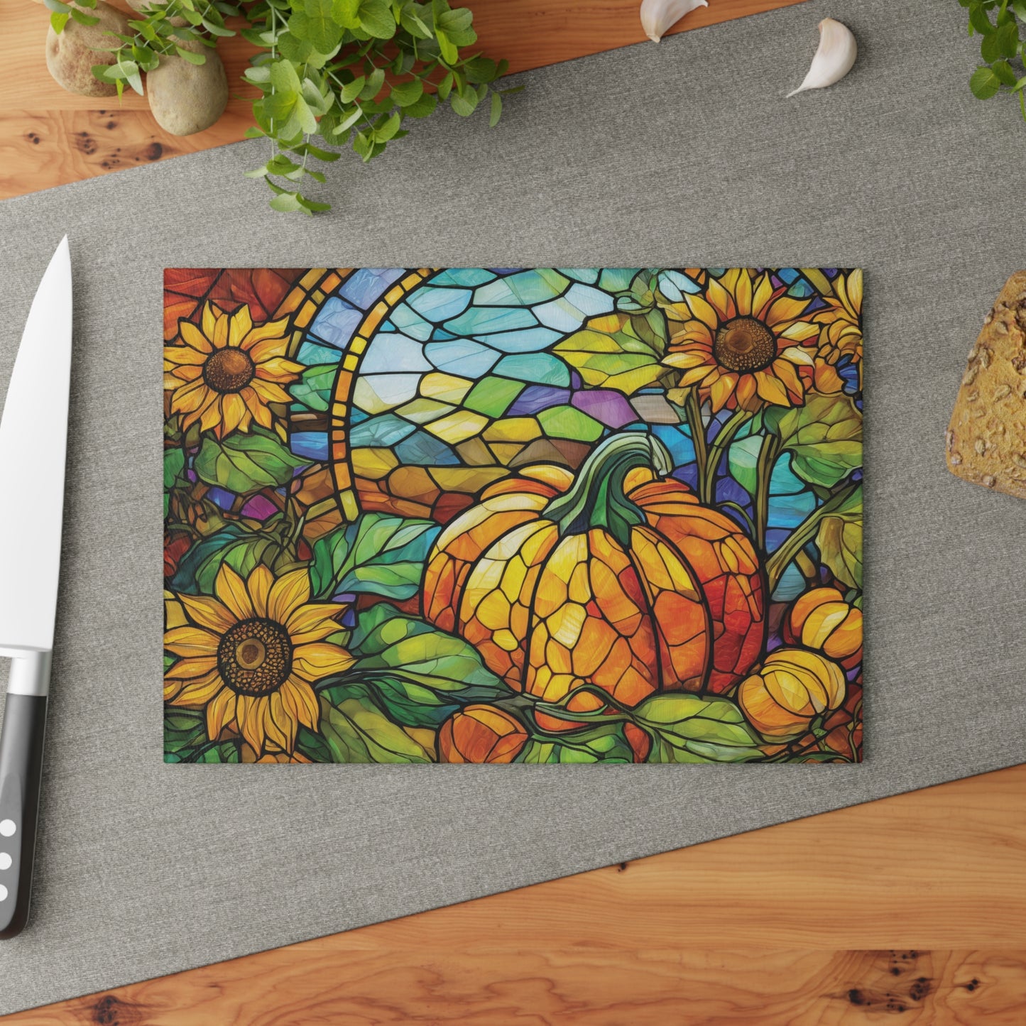 Arrival of Fall Glass Cutting Board