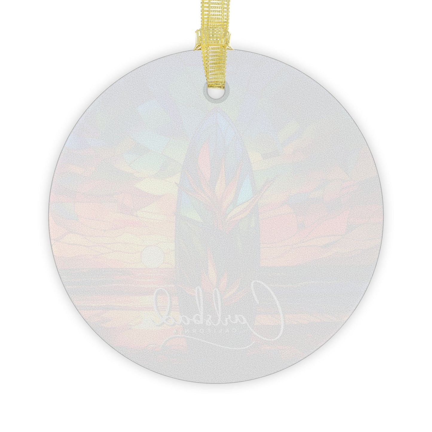 Beveled Glass Surfboard Ornament | Stained Glass Sunset Beach Scene in Carlsbad | Perfect Gift for Beach Lovers Light Catcher