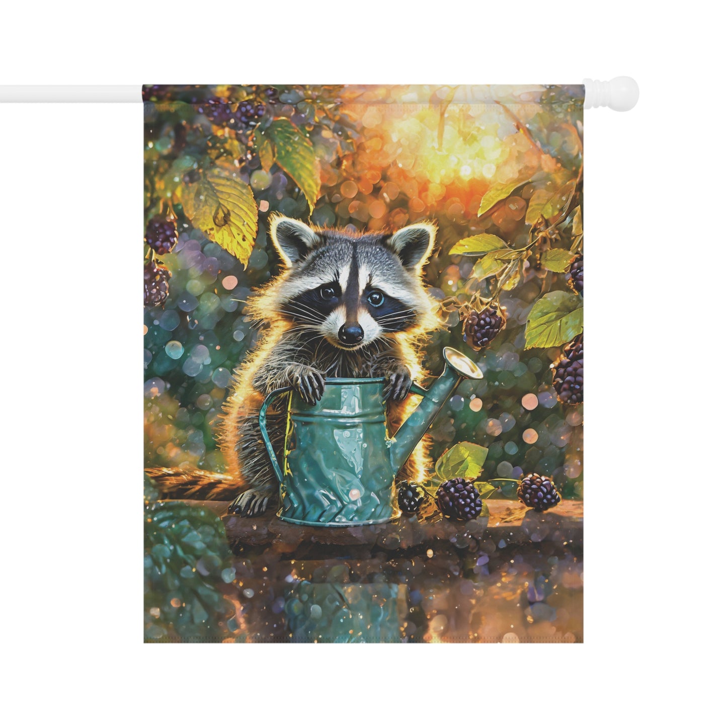 Raccoon Berry Time Flag Garden & House Banner
