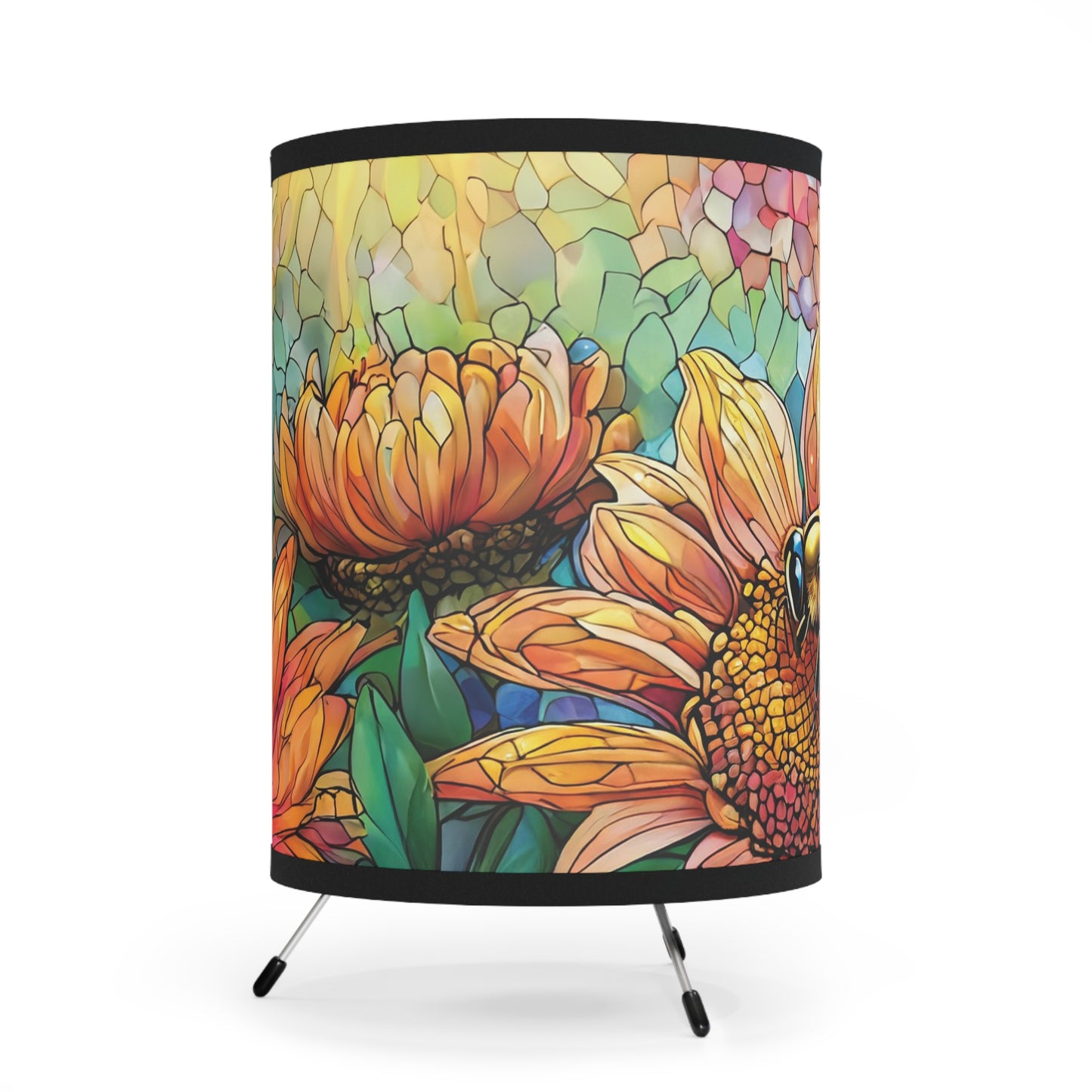 Busy Bee Tripod Lamp with High-Res Printed Shade, US\CA plug