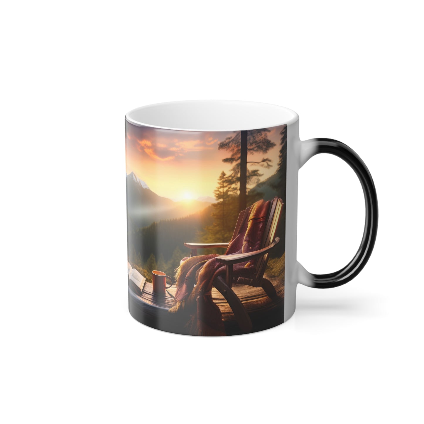 Color Morphing Mug Cozy Adirondack Chair Fall Mountain Sunset Coffee Mug Friendship Autumn Gift