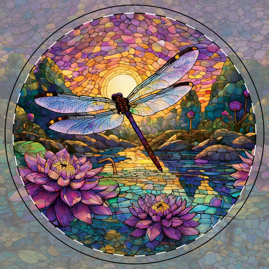 Dragonfly Lily Garden Ceramic Coaster