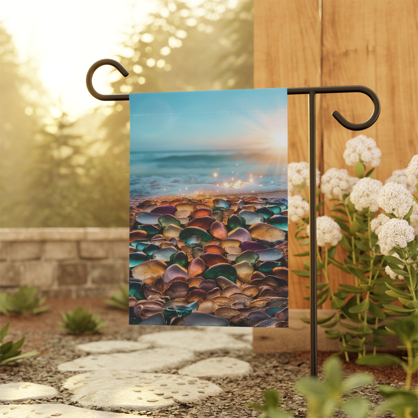 Ocean Sea Glass Flag Garden & House Banner