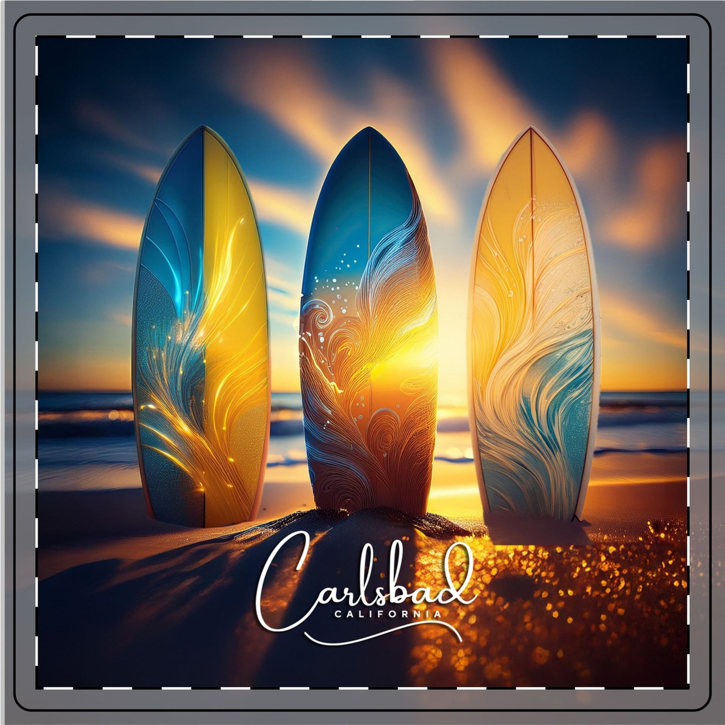 Carlsbad Surf Sunrise Ceramic Coaster