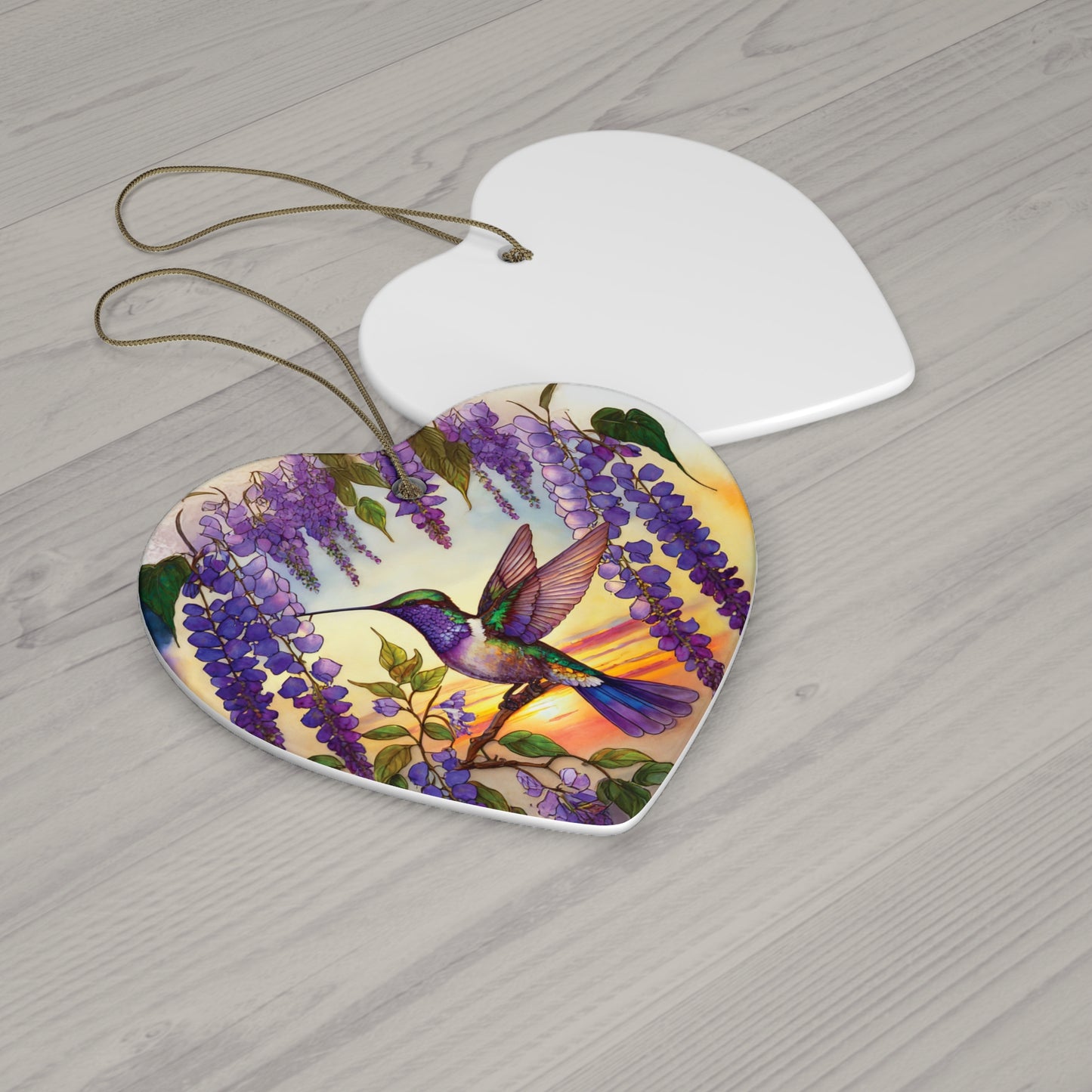 Hummingbird Frenzy Ceramic Ornament, 4 Shapes