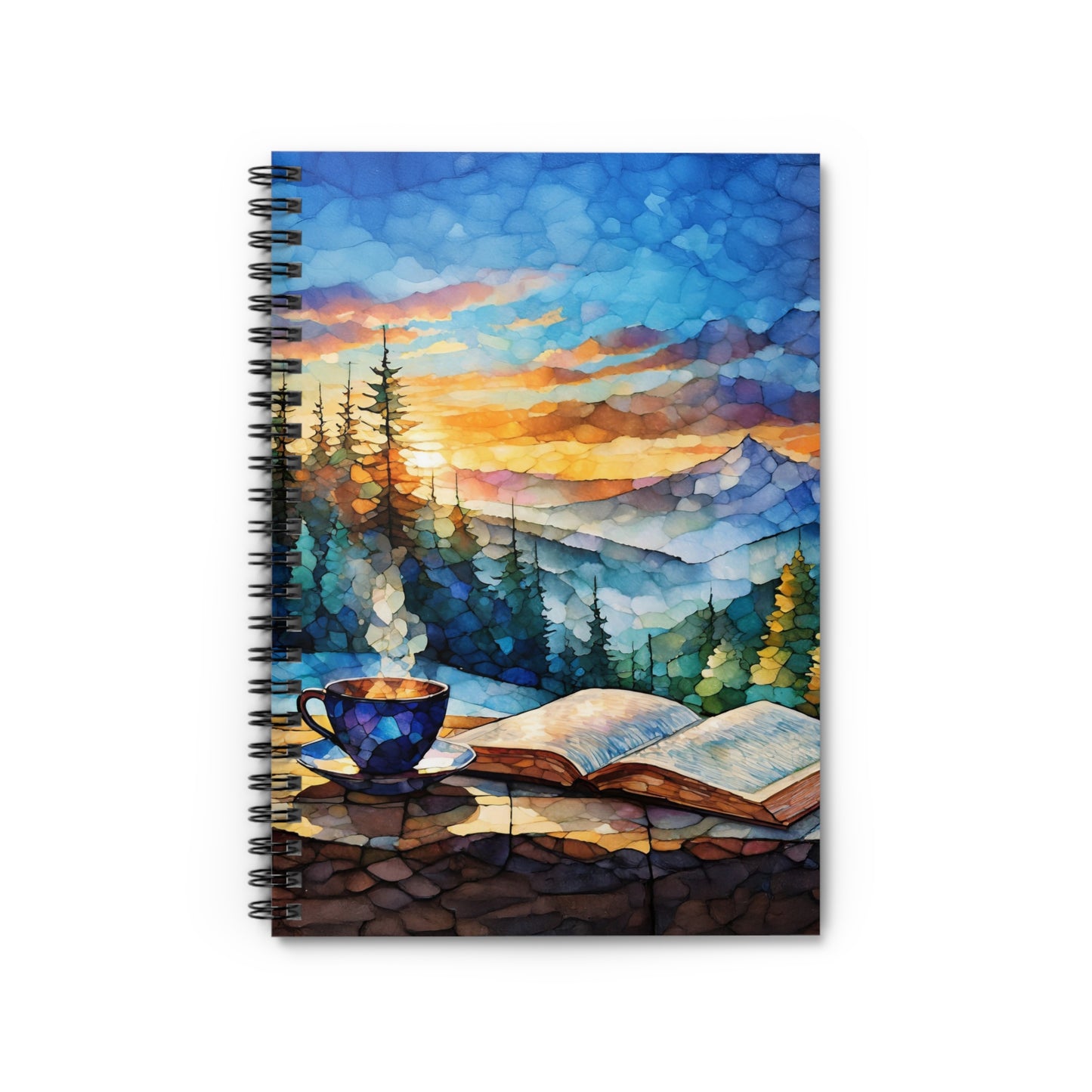Mountain Sunset Coffee Spiral Journal Coffee Lovers Notebook Gift for Friend Mountain Themed Journal