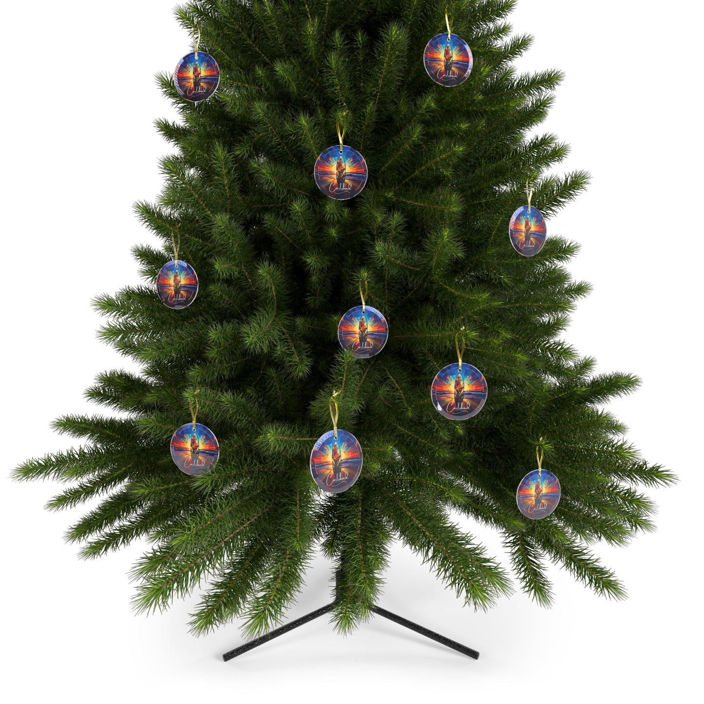 Carlsbad California Surfboard Beach Light Catcher Glass Ornaments