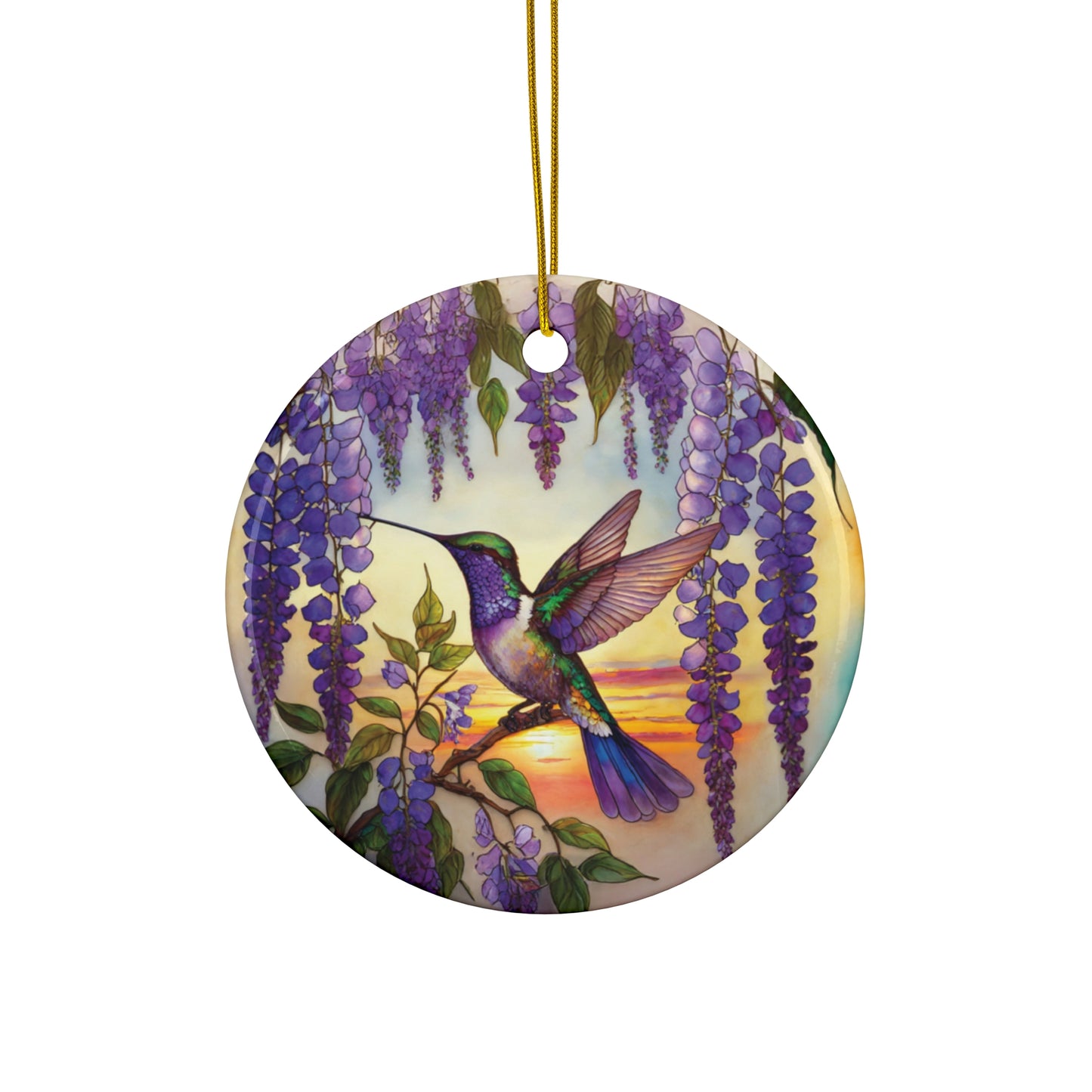 Hummingbird Frenzy Ceramic Ornament, 4 Shapes