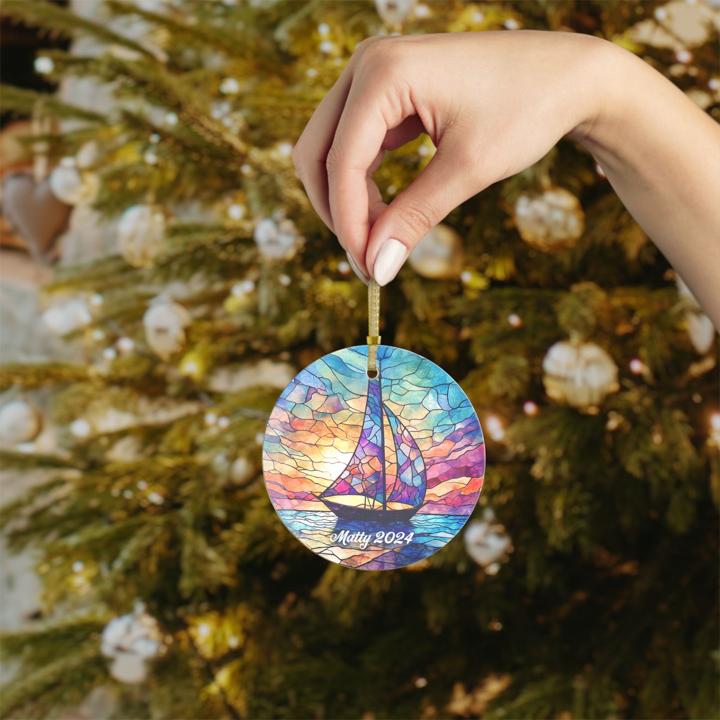Stained Glass Sailboat Light Catcher Glass Ornaments