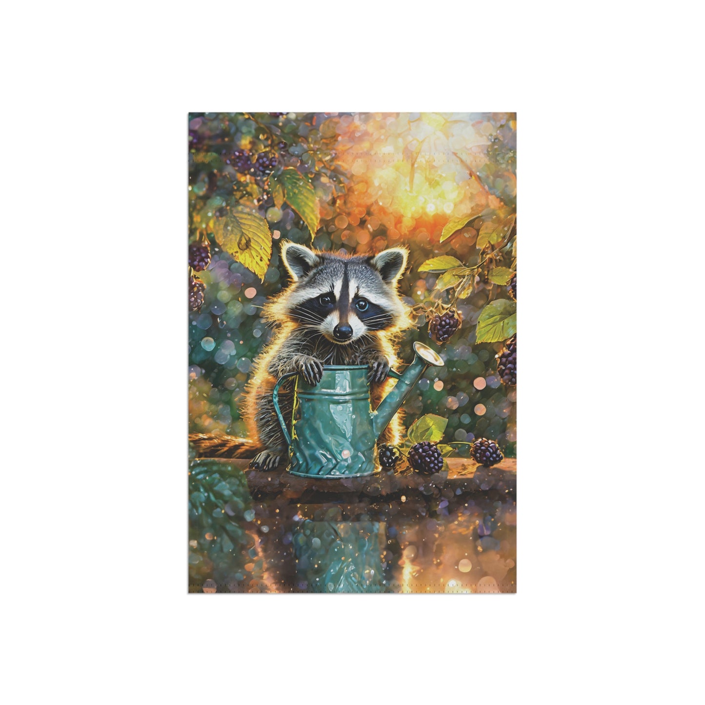 Raccoon Berry Time Flag Garden & House Banner