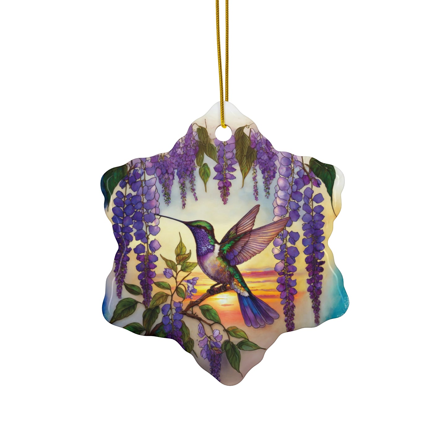 Hummingbird Frenzy Ceramic Ornament, 4 Shapes