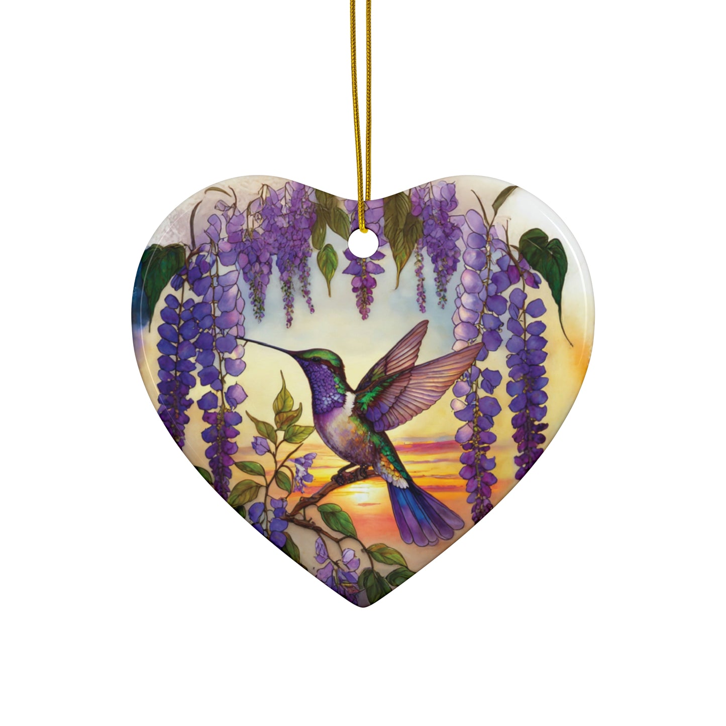 Hummingbird Frenzy Ceramic Ornament, 4 Shapes