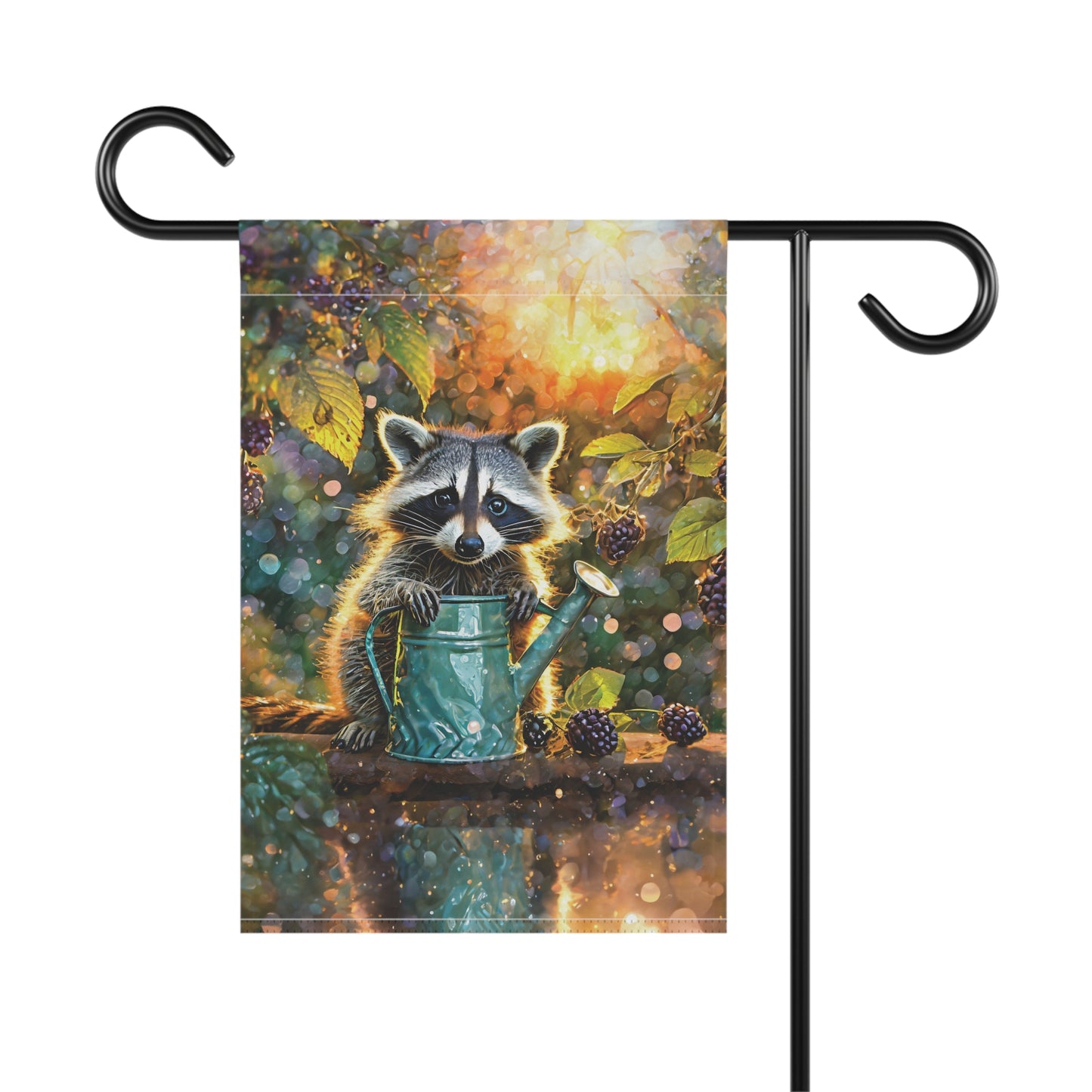 Raccoon Berry Time Flag Garden & House Banner