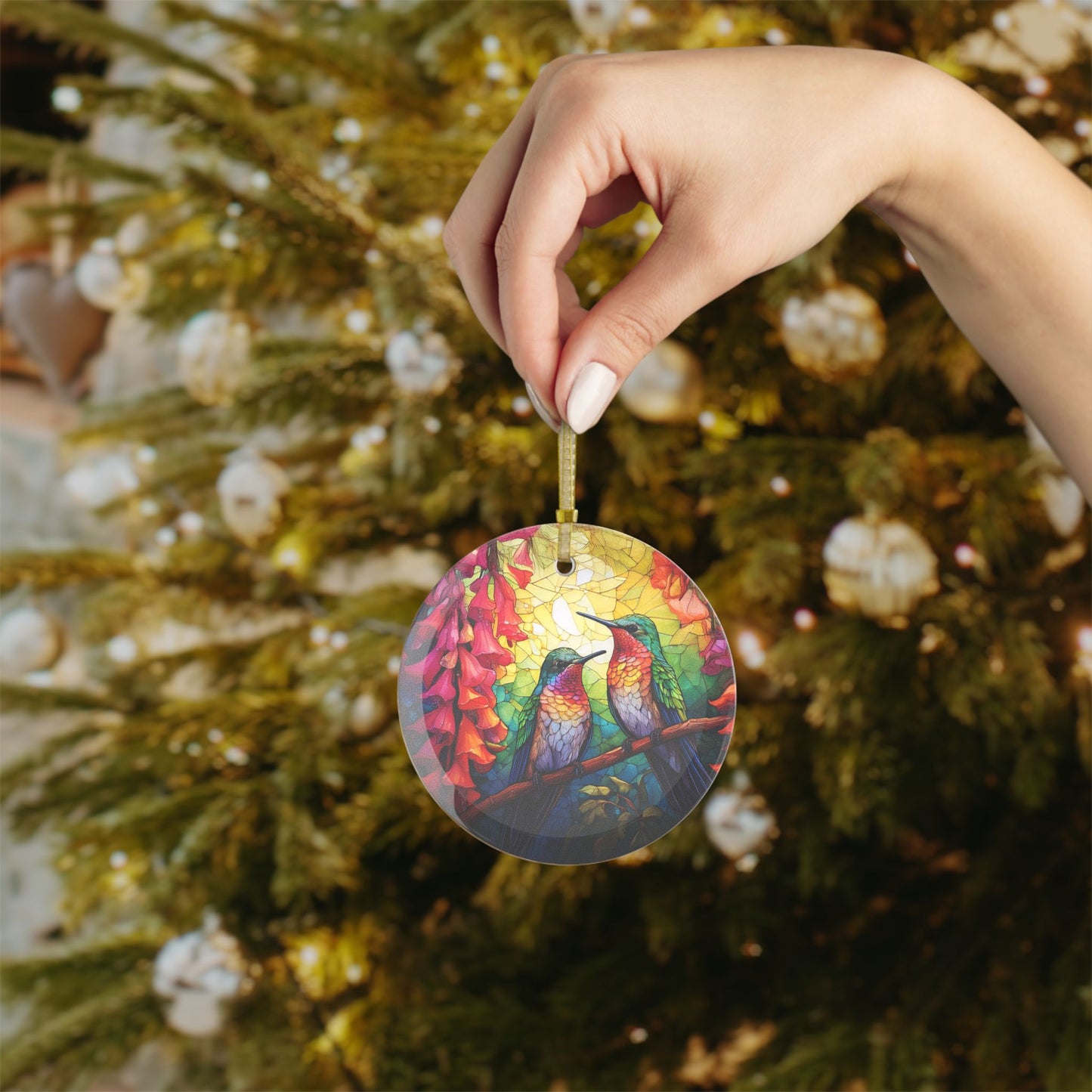 Stained Glass Hummingbird Glass Ornament Vibrant Garden Light Catcher Perfect Gift for Hummingbird Lovers Garden and Bird Lovers Gift