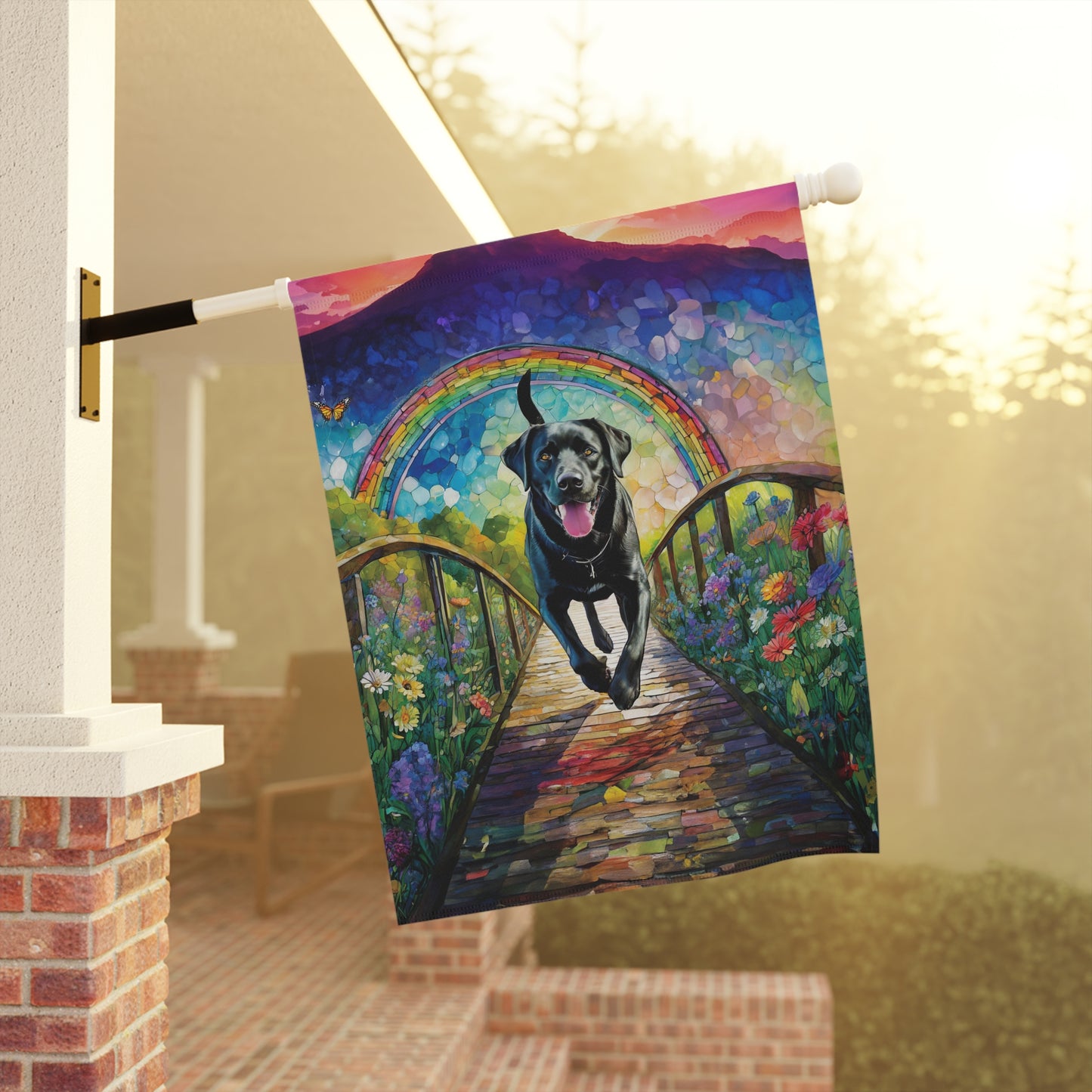 Black Lab Rainbow Flag Garden & House Banner