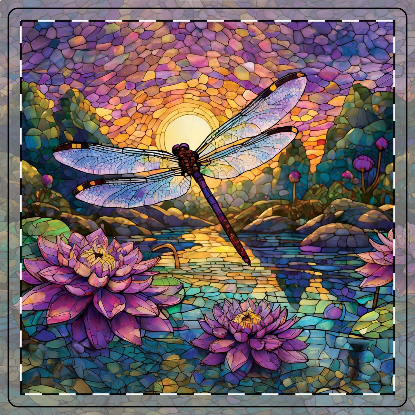 Dragonfly Lily Garden Ceramic Coaster
