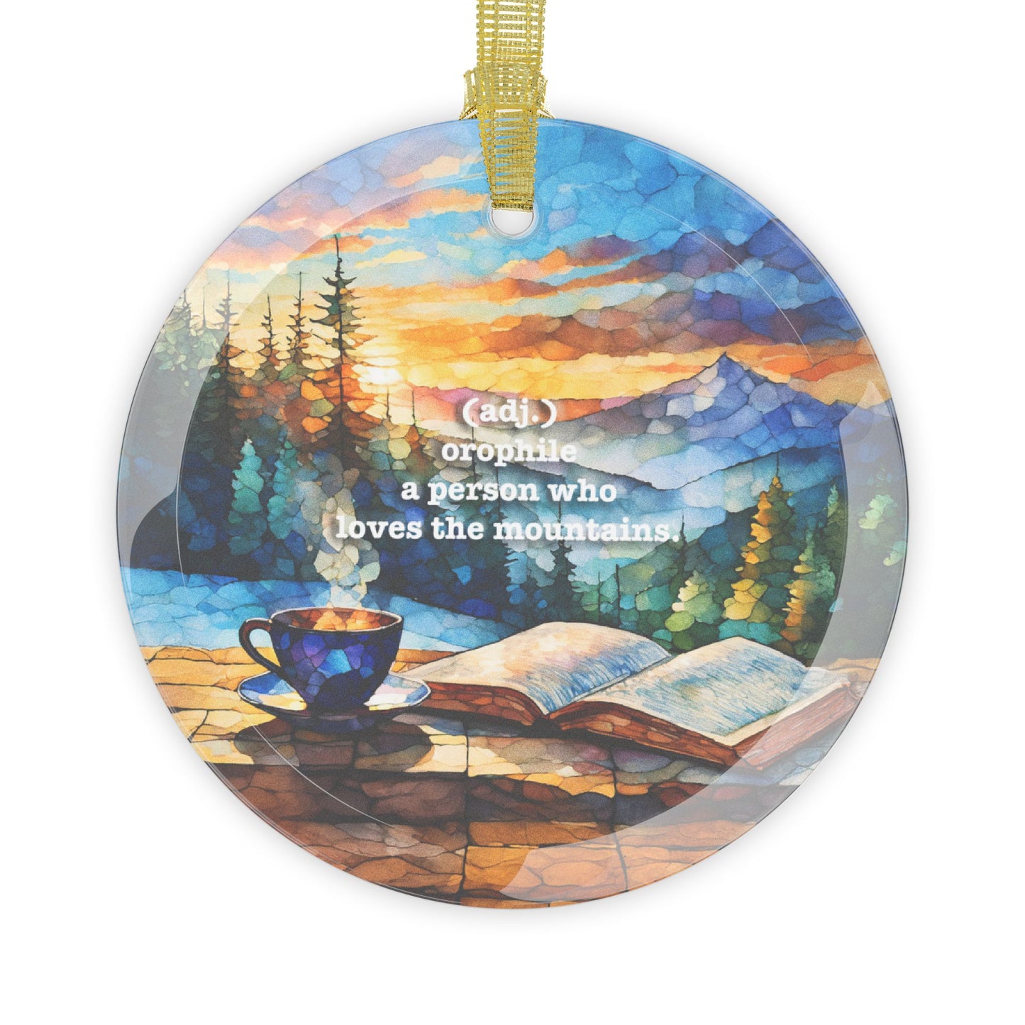 Mountain Themed Glass Ornament Gift Outdoors Lover Light Catcher Stained Glass Mountain Ornament Gift for Hikers