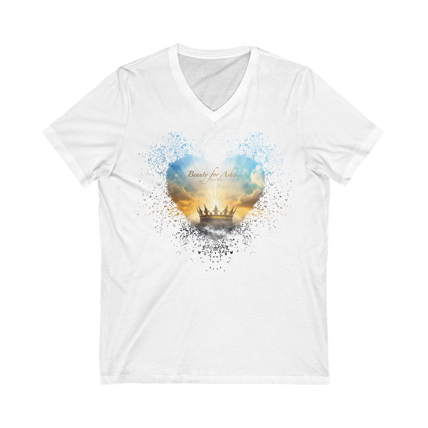 Beauty for Ashes Christian Shirt Jersey Short Sleeve V-Neck Tee