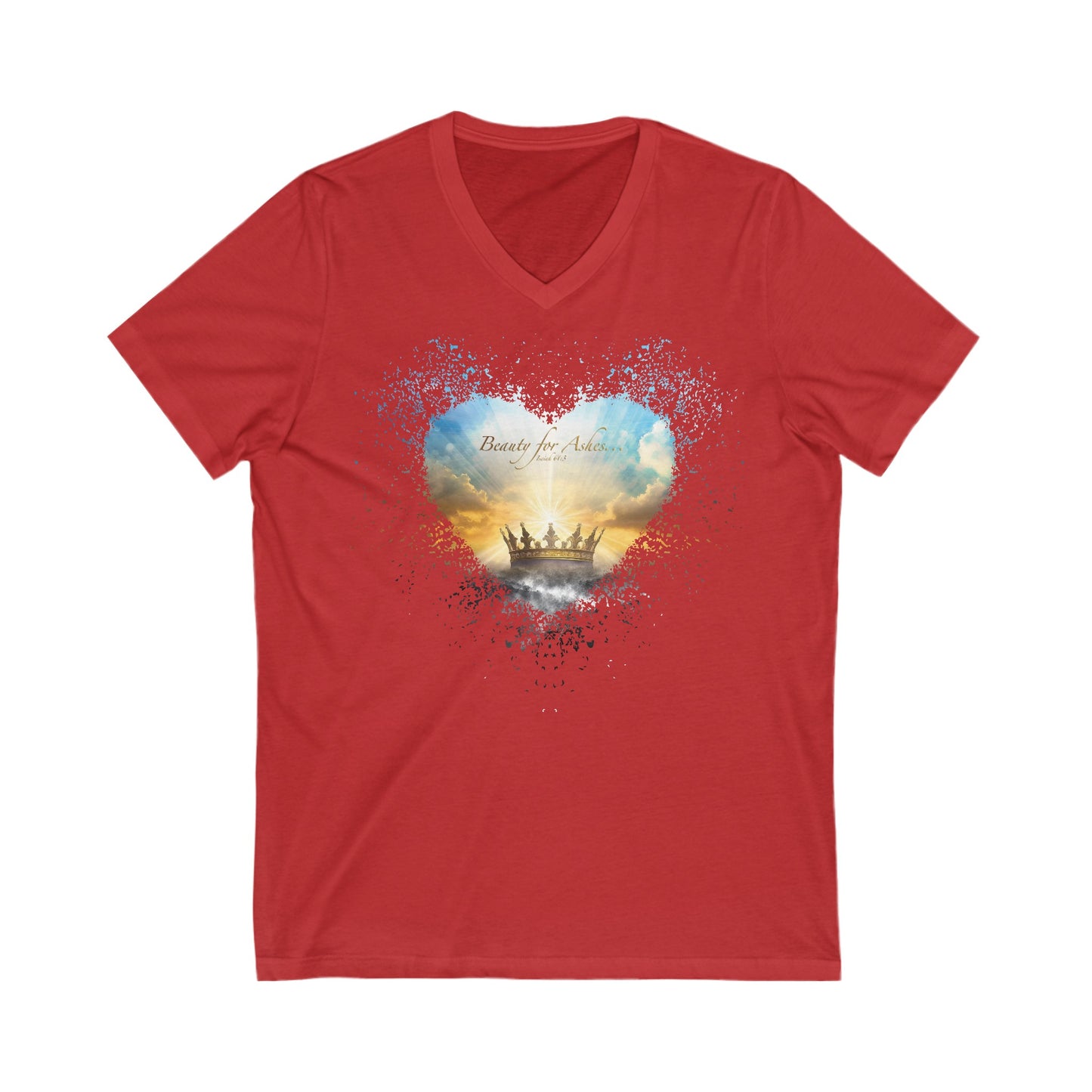Beauty for Ashes Christian Shirt Jersey Short Sleeve V-Neck Tee