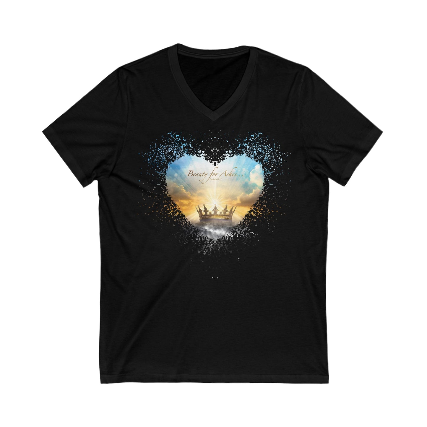 Beauty for Ashes Christian Shirt Jersey Short Sleeve V-Neck Tee
