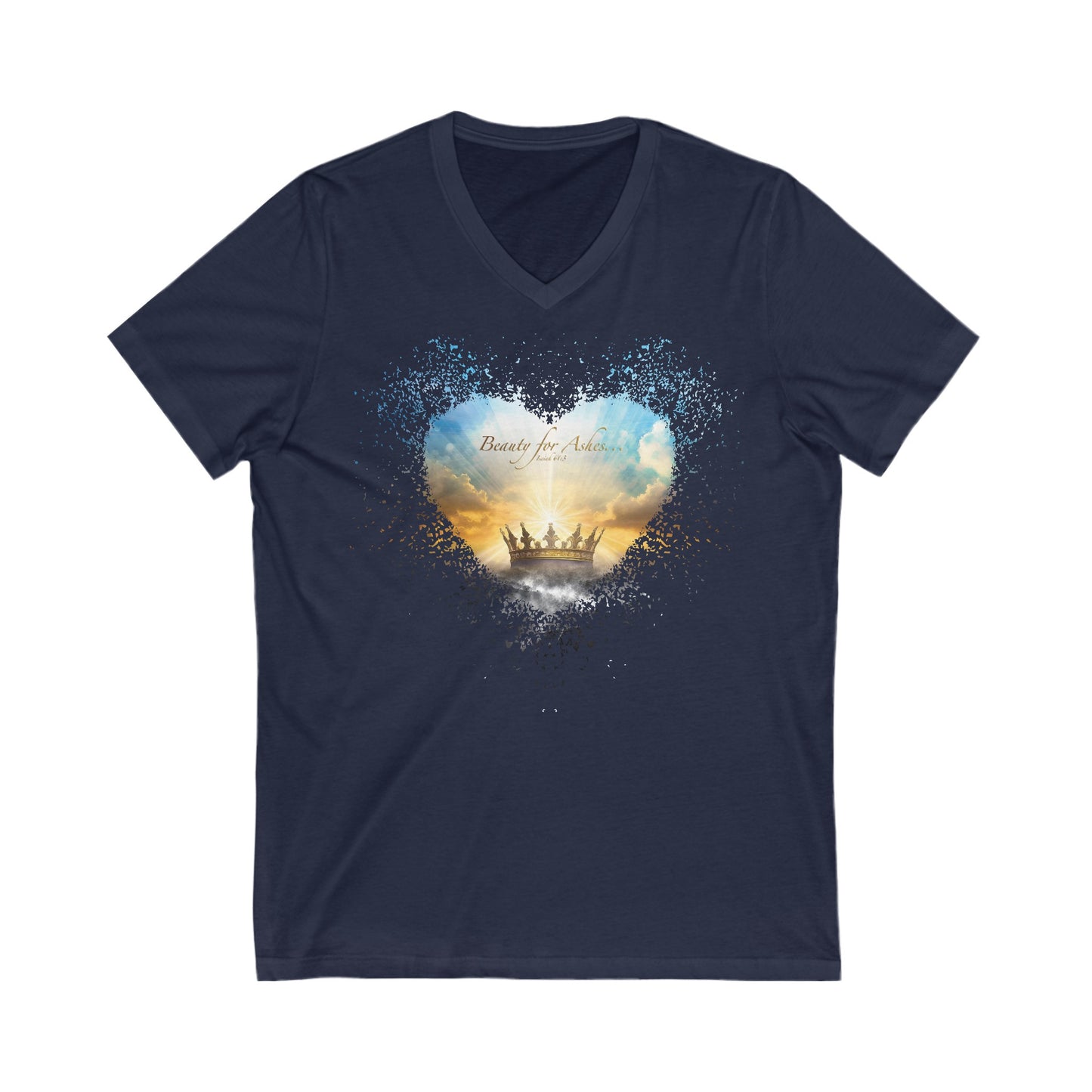 Beauty for Ashes Christian Shirt Jersey Short Sleeve V-Neck Tee