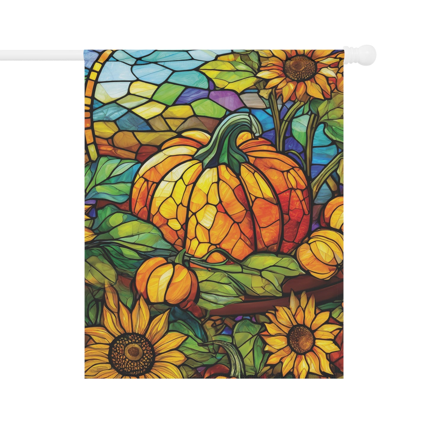 Arrival of Fall Pumpkin Sunflower Flag Garden & House Banner
