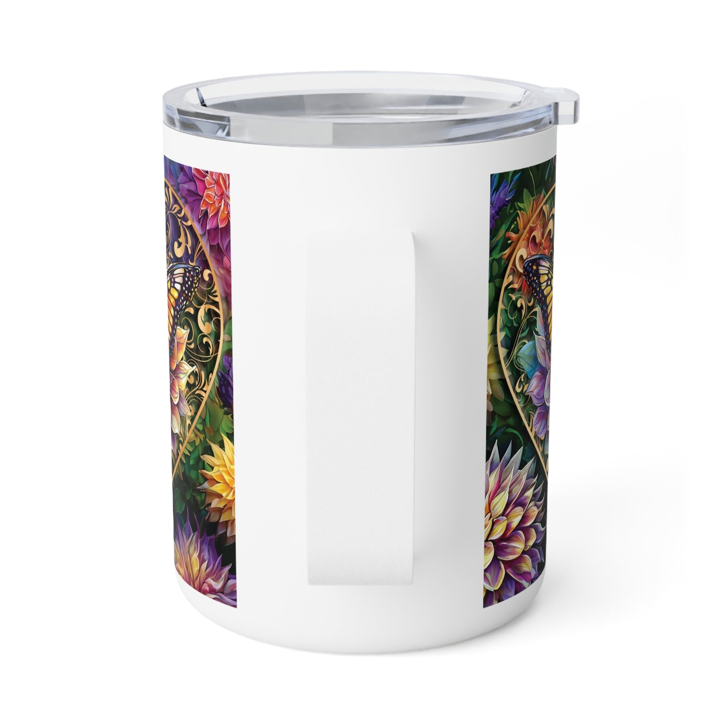 Heart Butterfly Garden Insulated Coffee Mug, 10oz